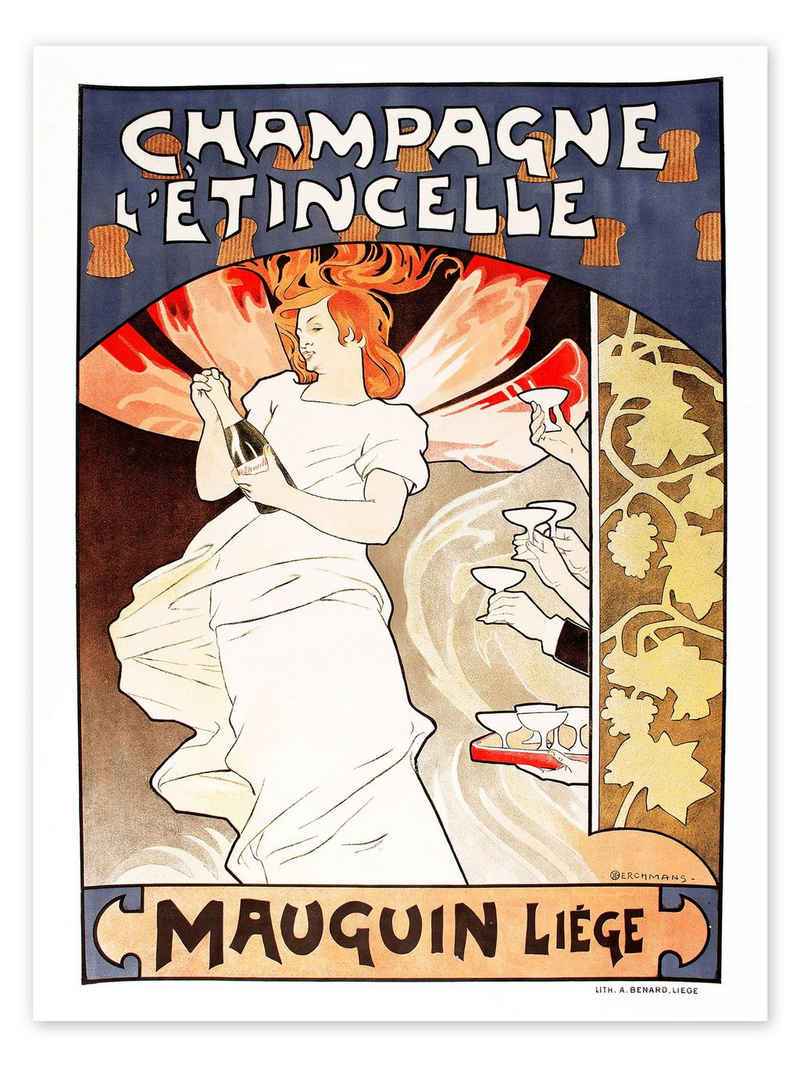 Posterlounge Poster Émile Berchmans, Champagne L'Étincelle, Malerei