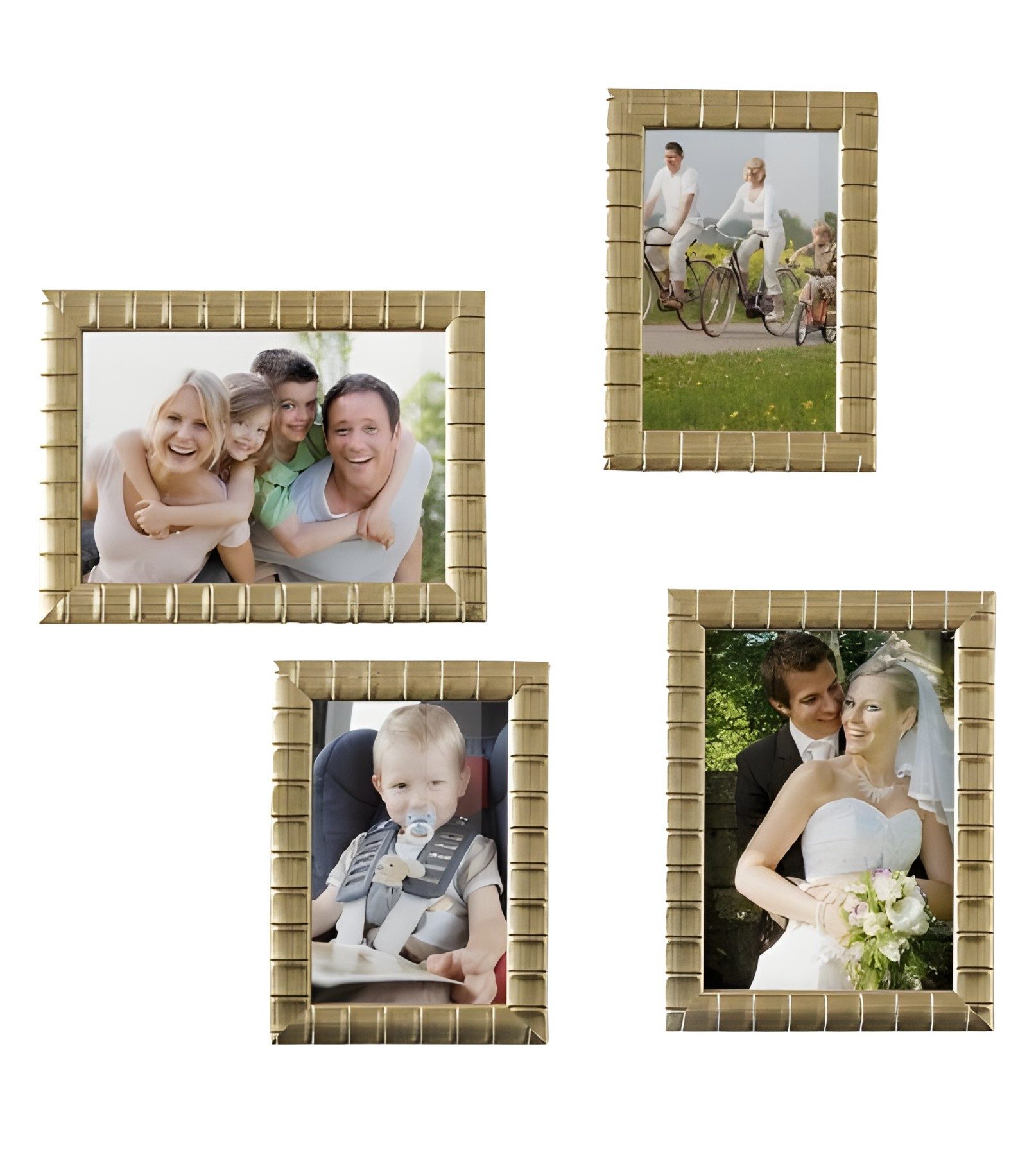 Dekoleidenschaft Bilderrahmen "Gold" in edlem Design, zum Aufhängen oder Hinstellen, Fotorahmen, (4 St), im Set, je 2 in 13x18 & 16x21 cm, Portraitrahmen, Bilderhalter, Foto Rahmen