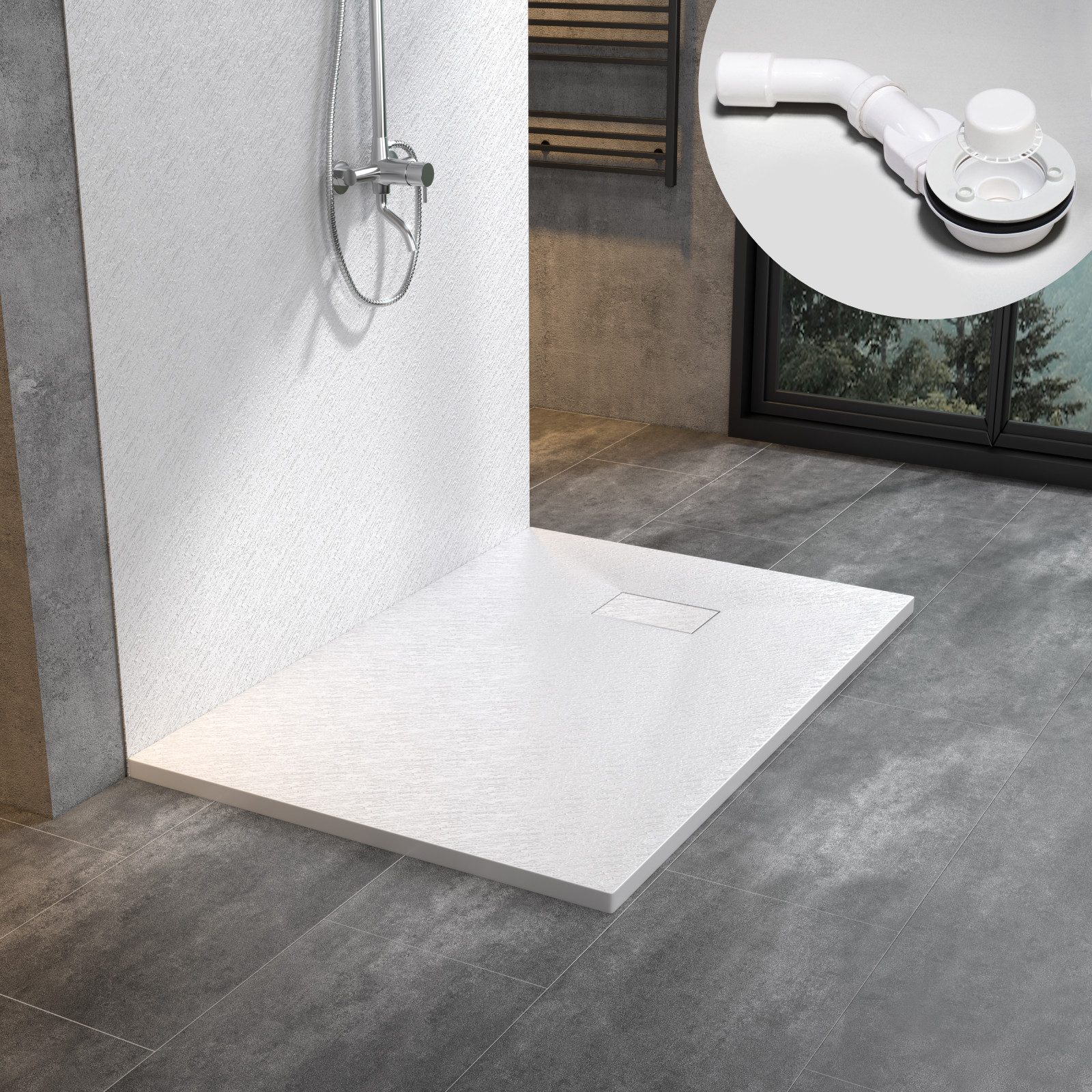 WITEN&NOCK Duschwanne SMC Duschtasse Superflach Rutschfest Duschwanne Stein günstig online kaufen