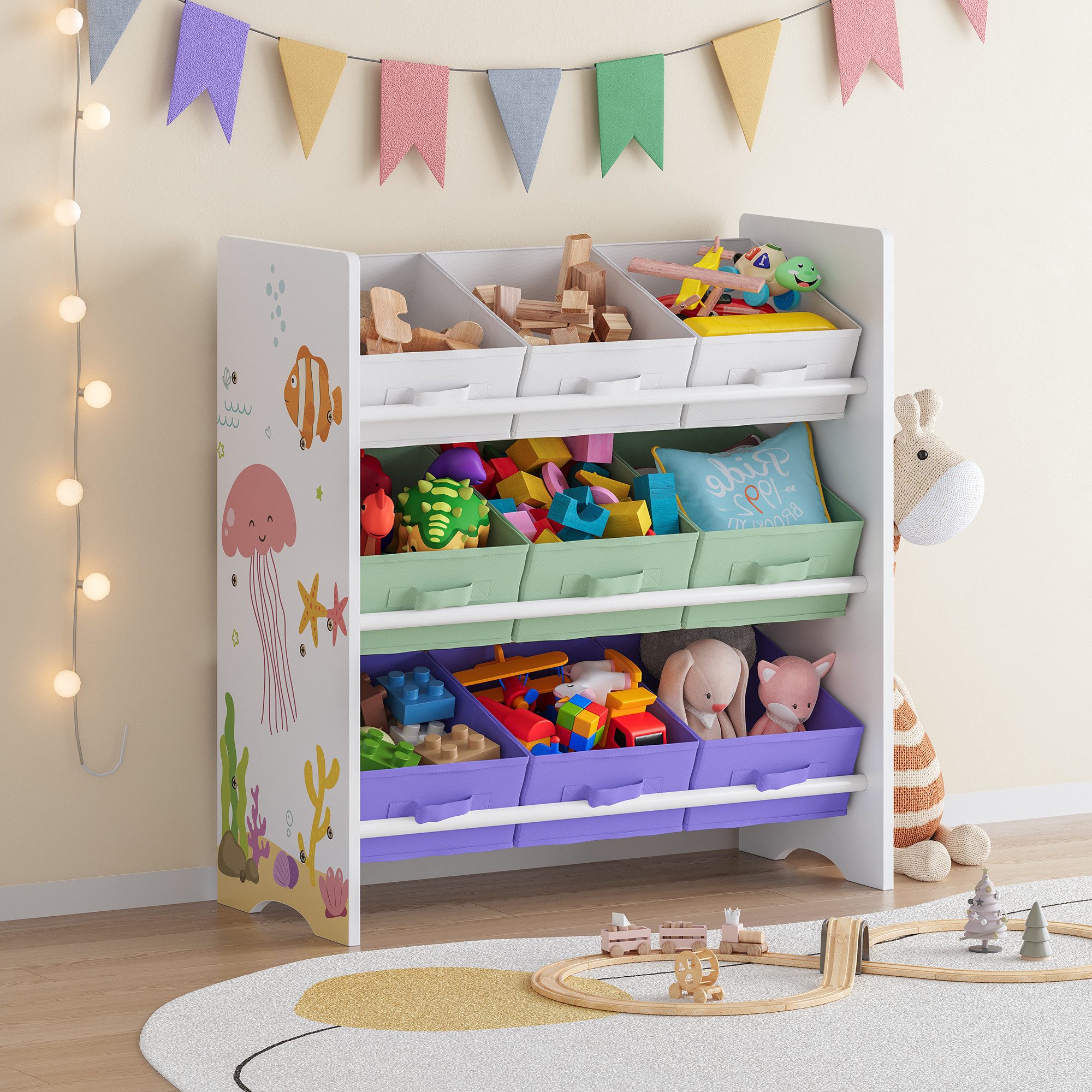 en.casa Kinderregal, »Boiro« Spielzeugregal mit 9 günstig online kaufen