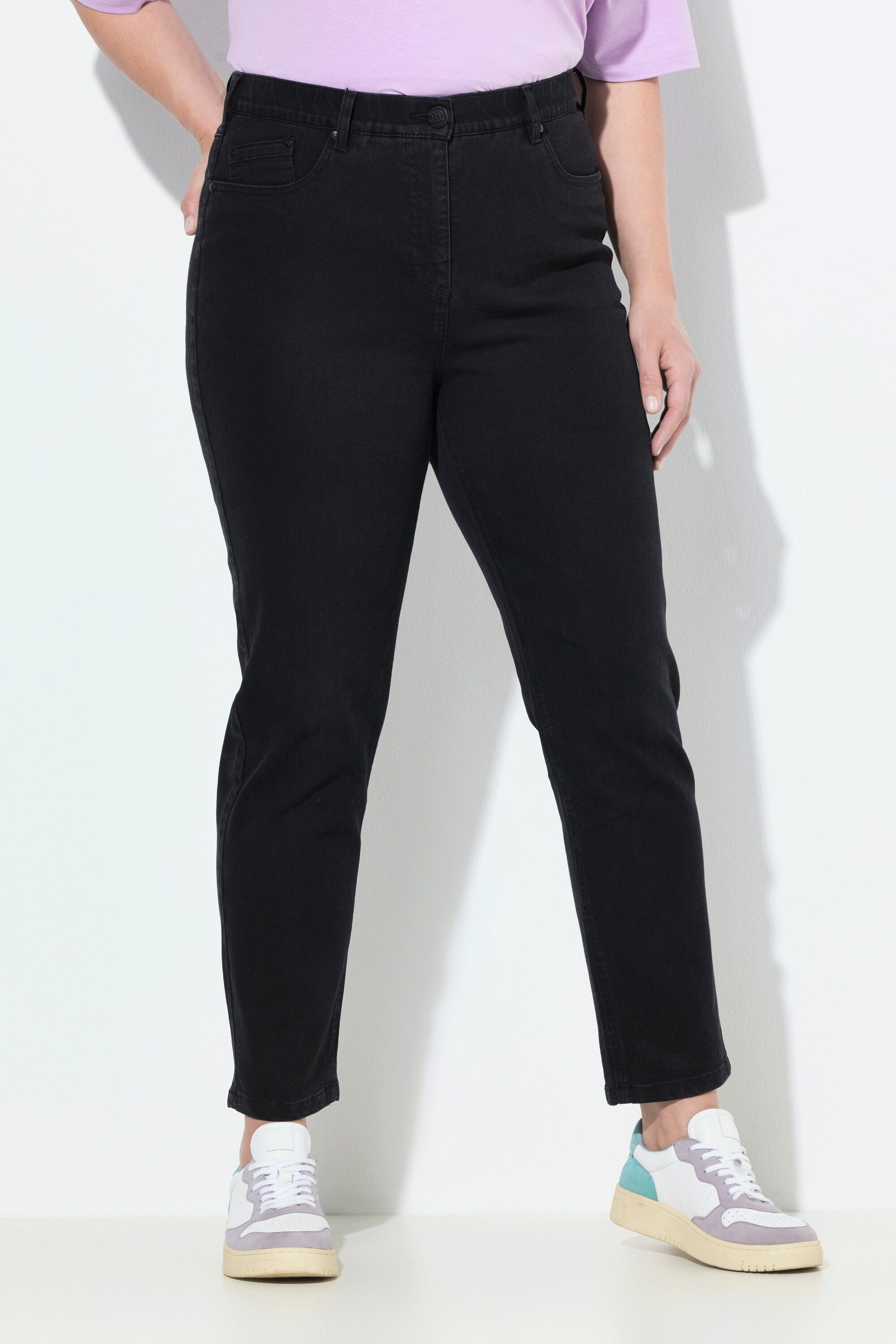 Ulla Popken Regular-fit-Jeans Mom-Jeans 5-Pocket-Hose Komfortbund Stretchdenim
