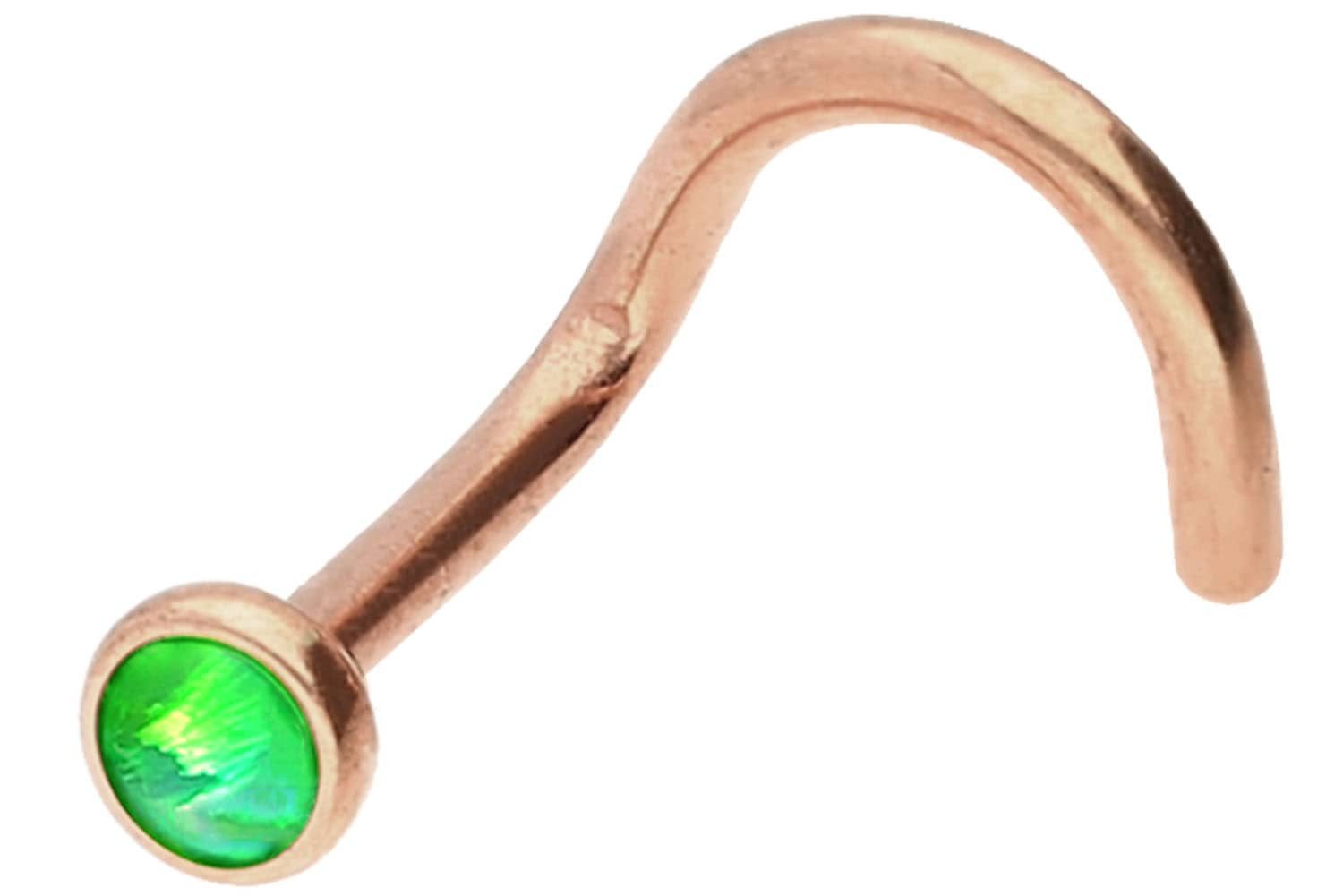 Nasenpiercing Chirurgenstahl Nasenstecker Spirale DISC + SYNTHETISCHER OPAL