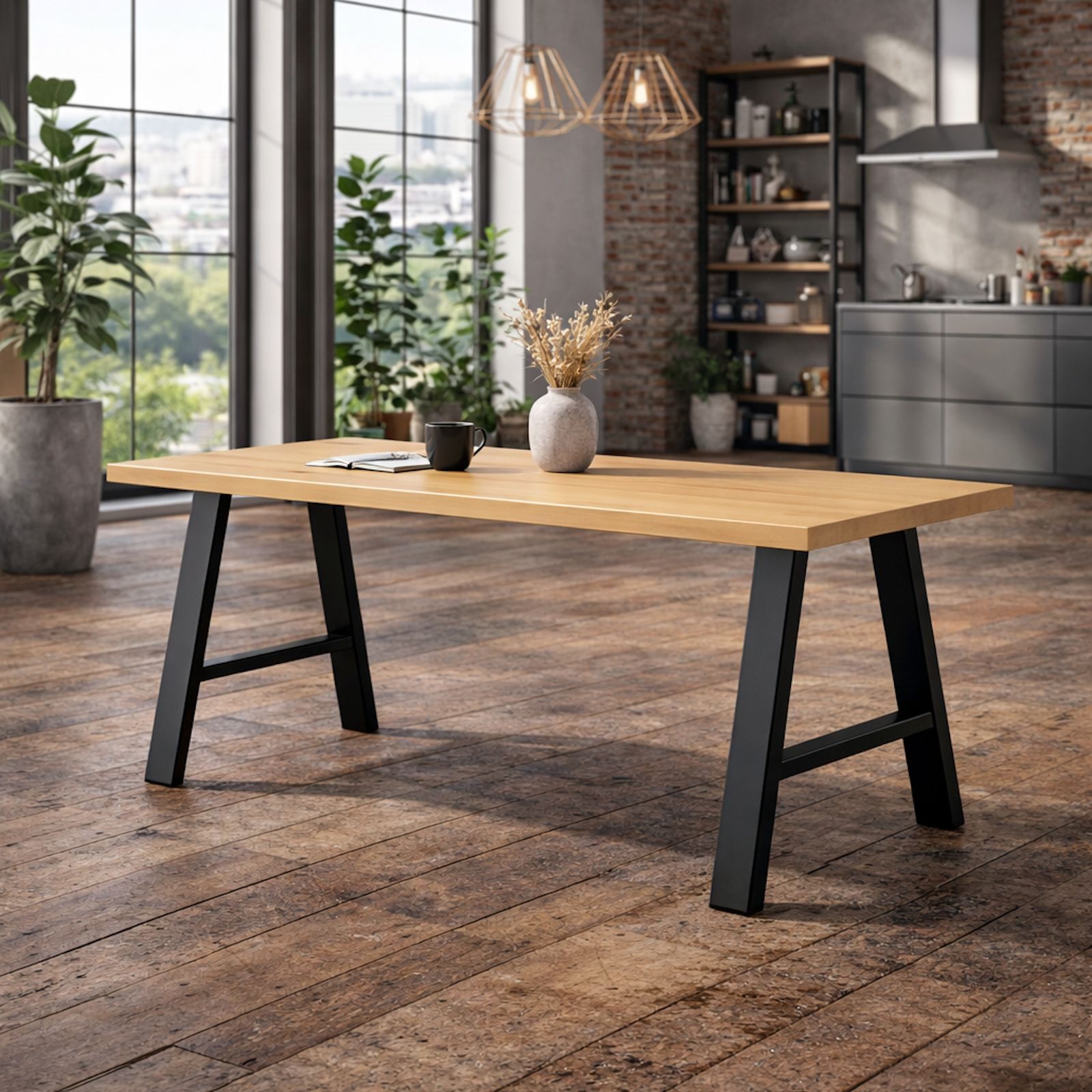 SO-TECH® Tischgestell Bankuntergestell A-FRAME schwarz mit Mittelstrebe (1-St), Tischuntergestell 710 x 580 mm, 1 Stück