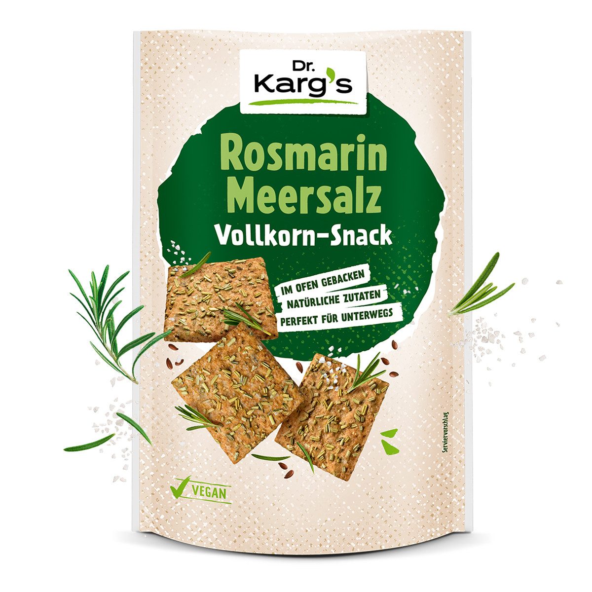 Dr. Kargs Brot, Dr. Kargs Rosmarin Meersalz Vollkorn Knäckebrot Snack vegan 110g