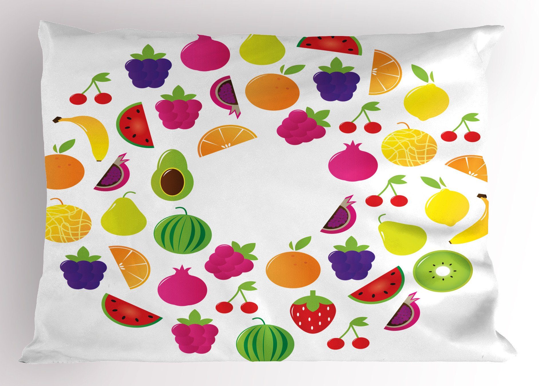 Kissenbezug, Stück), Abakuhaus Kissenbezüge Circle King (1 Standard Size Dekorativer of Obst Tasty Gedruckter Bio-Lebensmittel