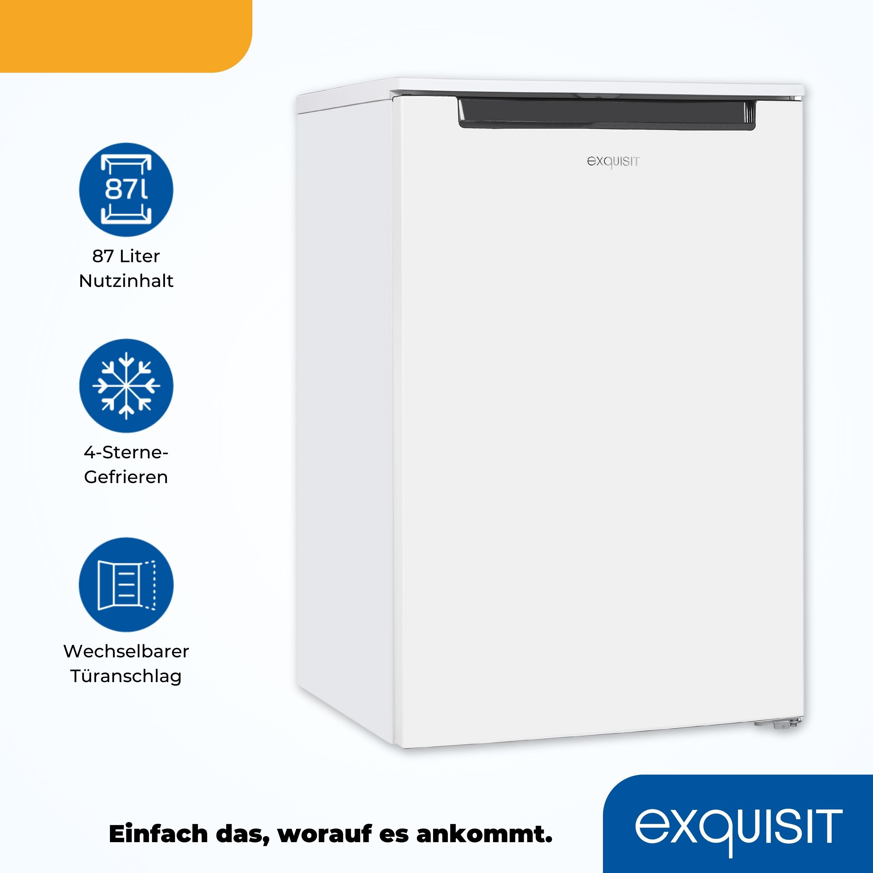 exquisit Gefrierschrank GS81-040D weiss, 85 cm hoch, 55 cm breit, 4*-Gefrierschrank mit ergonomischer Griffmulde – bequem zu öffnen – Bild 5 von 5