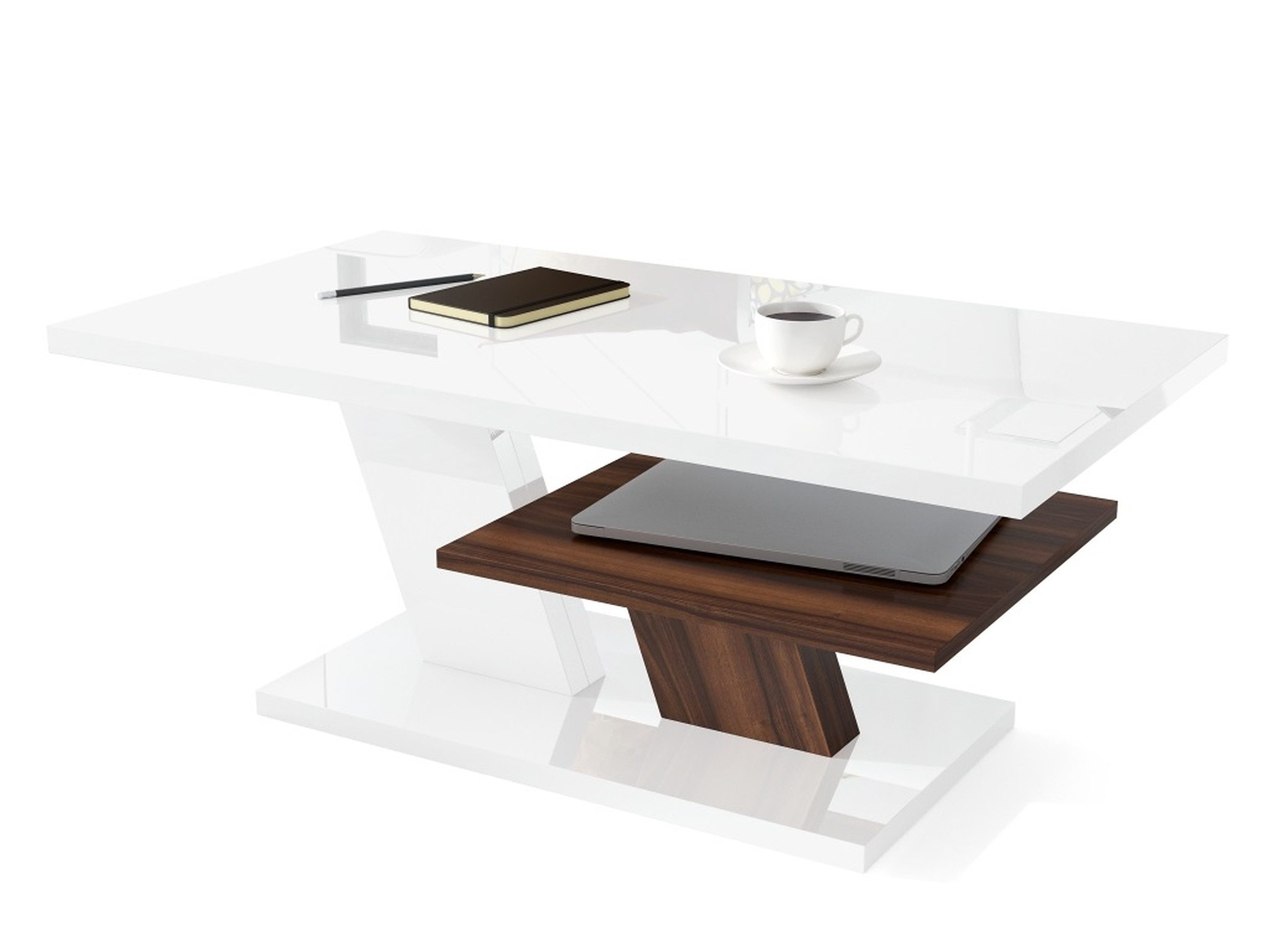 Mazzoni Couchtisch Cliff Weiß Hochglanz / günstig online kaufen