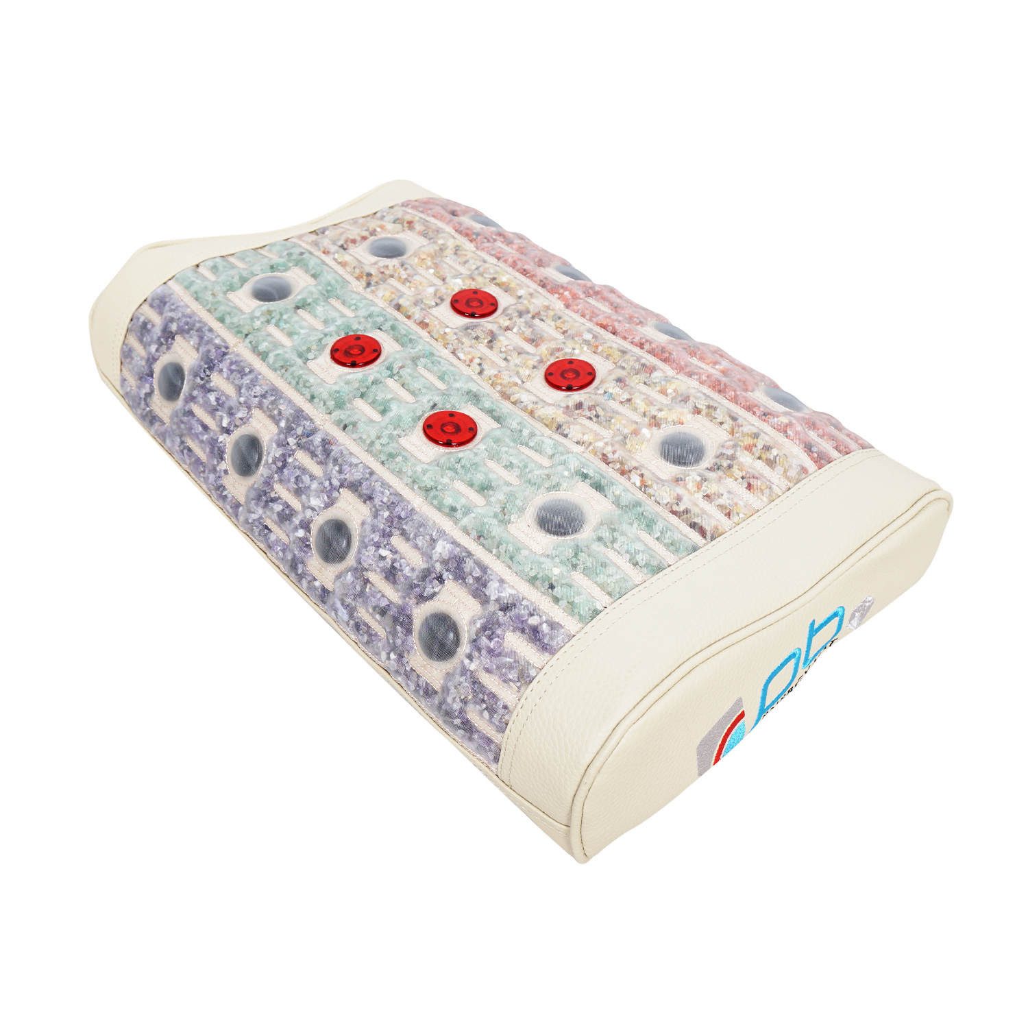 pb Energy Mat Gesundheitskissen pb Energy Mat Premium Kristallkissen mit Ferninfrarot Tiefenwärme, Füllung: Strapazierfähiges Leder & PP Mesh, (FIR), B-förmige Kissen, 100% natürliche Edelsteine Kristalle, Biophotonen-Licht, Negativ Ionen, Schumann-Resonanz, heiße Natursteine, bequemen Schlaf, Entspannung, Halswirbel Gesundheit, Stress lindern