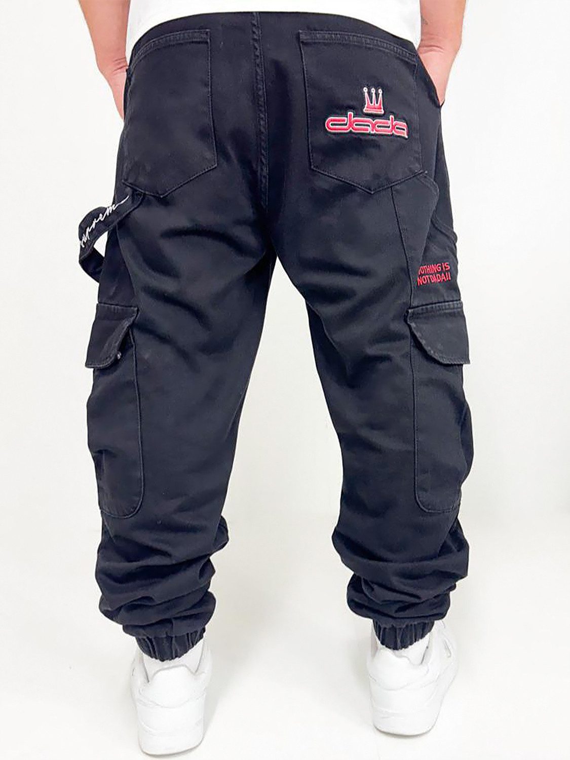 DADA Supreme Regular-fit-Jeans Baggy Fit Utility Look Cuffed für Herren Baumwolle bedruckt atmungsaktiv Reißverschluss casual-Style – Bild 3 von 4