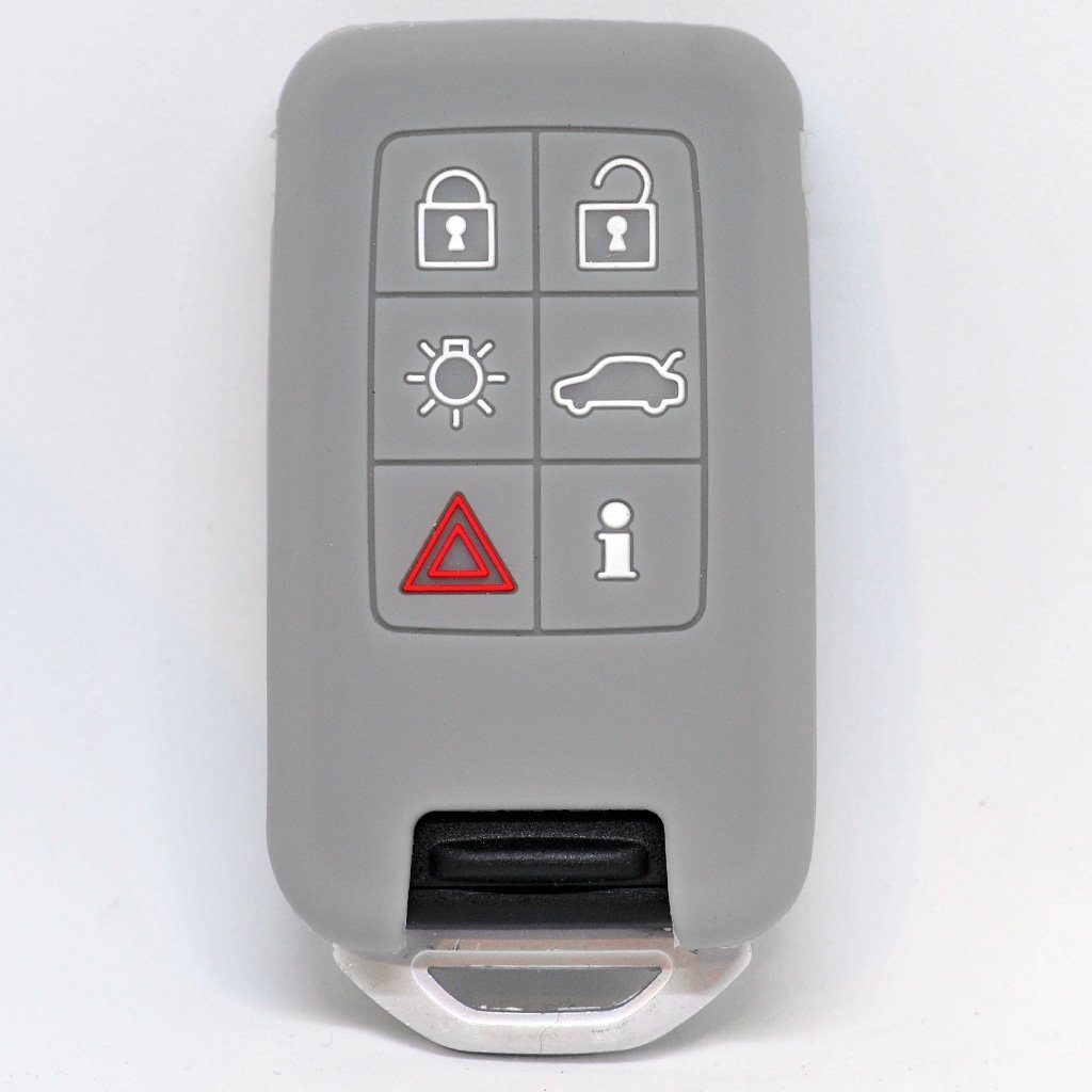 Grau, SMARTKEY Tasten 6 S60 Softcase Silikon Autoschlüssel für KEYLESS Smartkey XC70 V70 Schutzhülle Schlüsseltasche S80 mt-key Volvo