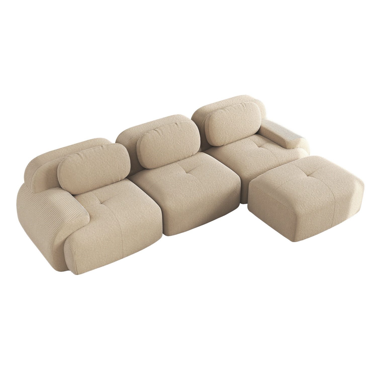 ANYSUN Ecksofa Sofa Ecksofa Loungesofa 4-Sitzer-Sofa mit 1 Beweglicher Hocker, Modulare Sitzelemente,mit extra-breiten Armlehnen, 32D hochelastische Polsterung,für Wohnzimmer und Schlafzimmer Büro