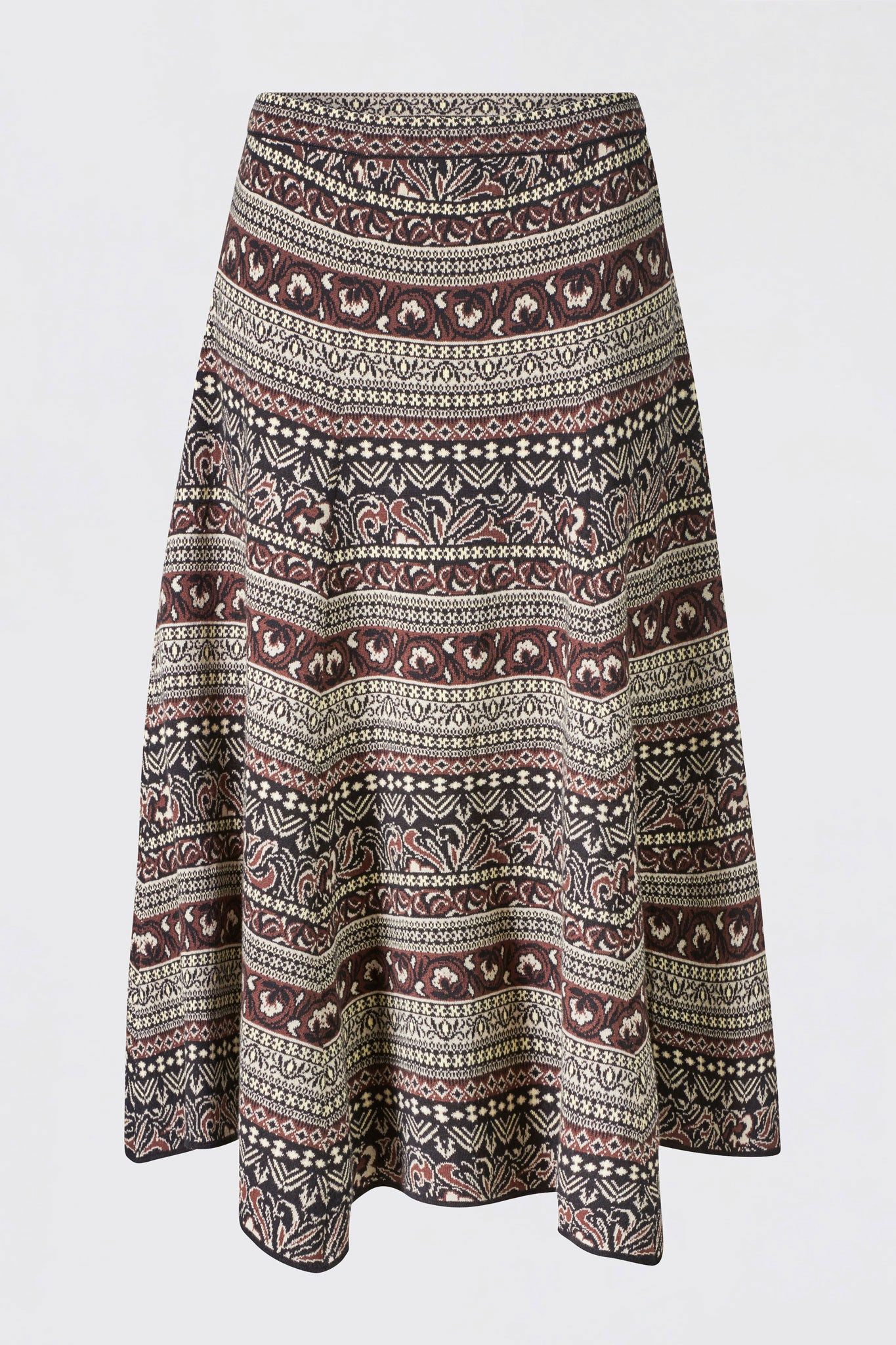 Himalaya Clothing Strickrock Damen ausgestellter Rock Jacquardmuster GOTS Bio-Baumwolle casual Elastischer Bund, femininer Schnitt und nachhaltig gefertigt