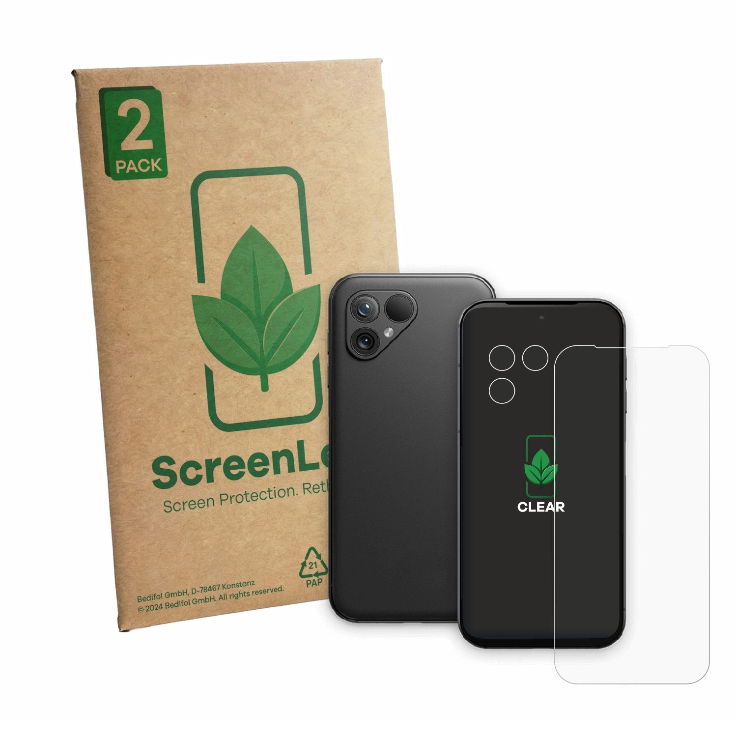 ScreenLeaf Displayschutzfolie Schutzfolie für Fairphone 5 (Display+Kamera), 2 Stück, Displayschutz Schutz Folie Klar Transparent