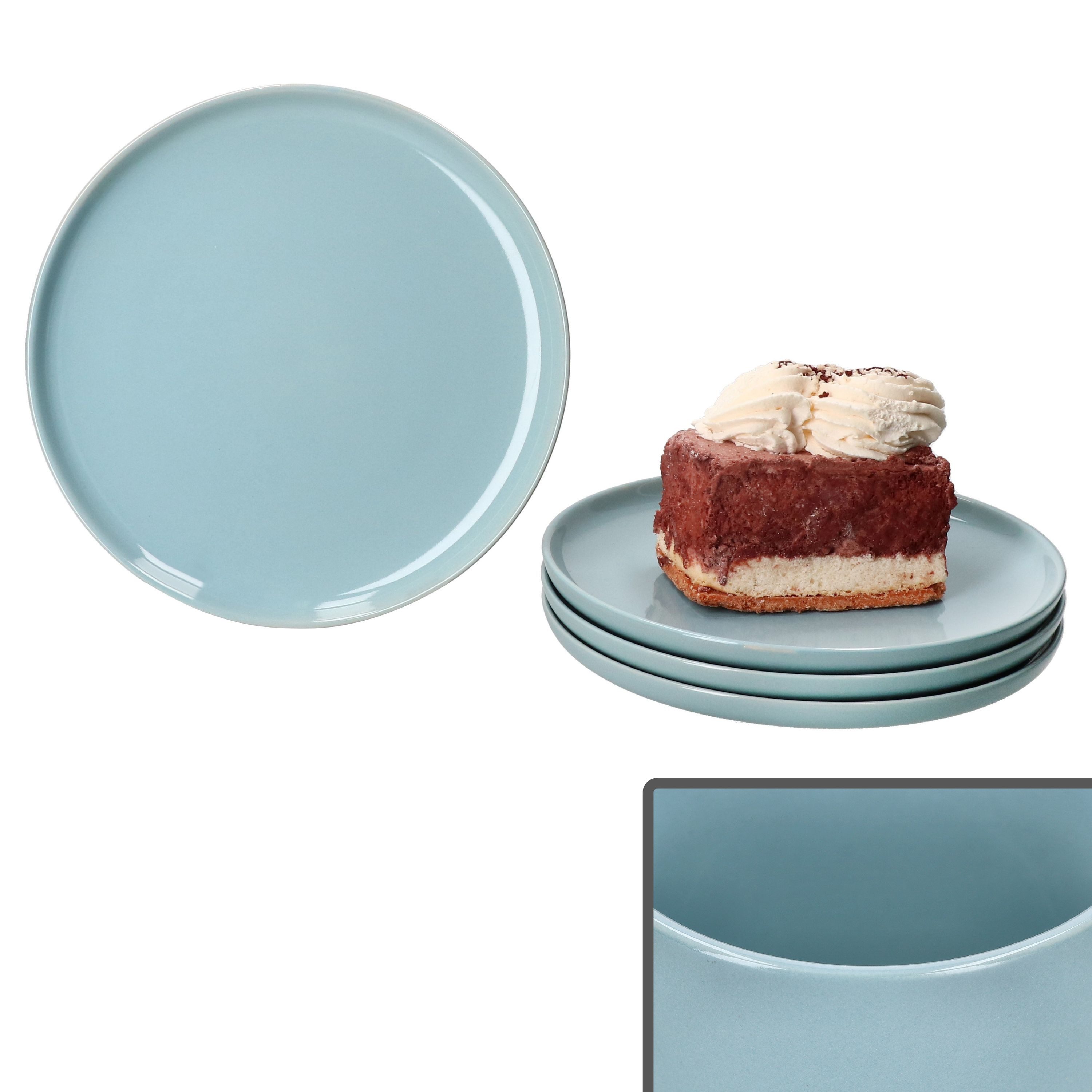 Frühstücksteller Ritzenhoff 4x Jasper Kuchenteller Graublau Steingut 4 Personen