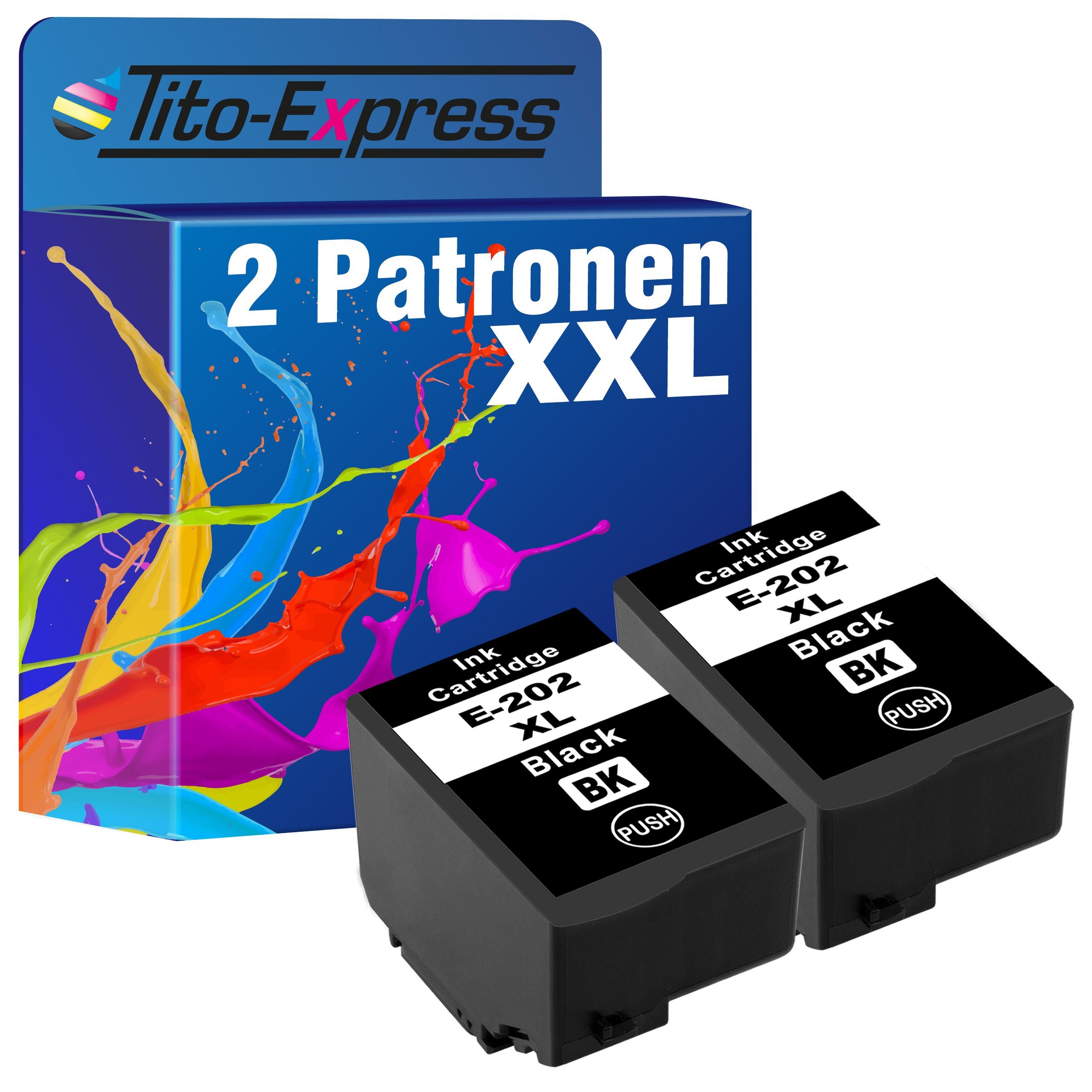 Tito-Express 2er Set ersetzt Epson 202 XL 202XL Black Tintenpatrone (Doppelpack, für Expression Premium XP-6100 XP-6000 XP-6105 XP-6001 XP-6005)