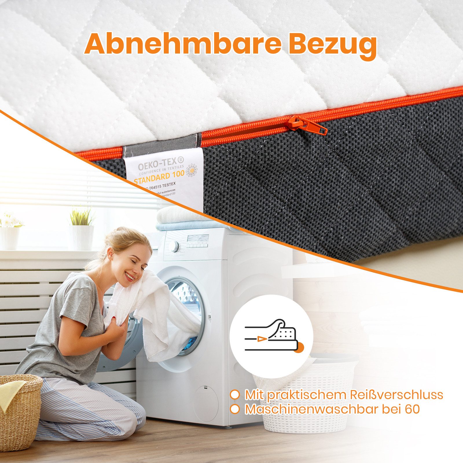 Kaltschaummatratze Matratze 90x200, Härtegrad H2/H3, 18 cm Höhe mit atmungsaktivem Bezug, Good Nite, 18 cm hoch, 200 × 90 × 19 cm (L × B × H) – Bild 4 von 5
