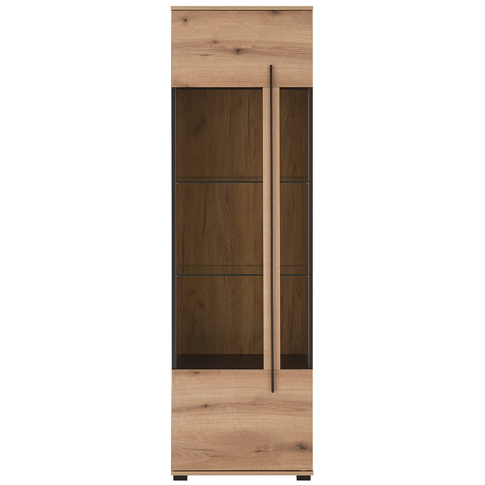 Lomadox Vitrine COLORADO-61 Vitrinenschrank 60 cm breit in Eiche Nb.