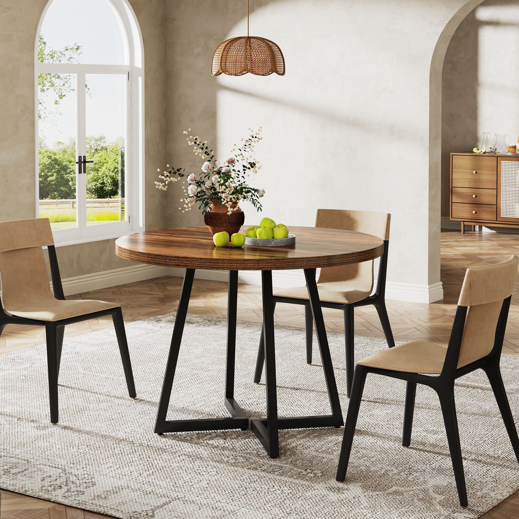 Tribesigns Esstisch Runder Esstisch 80cm Industriell Rustikal Küchentisch für Esszimmer – Bild 3 von 5