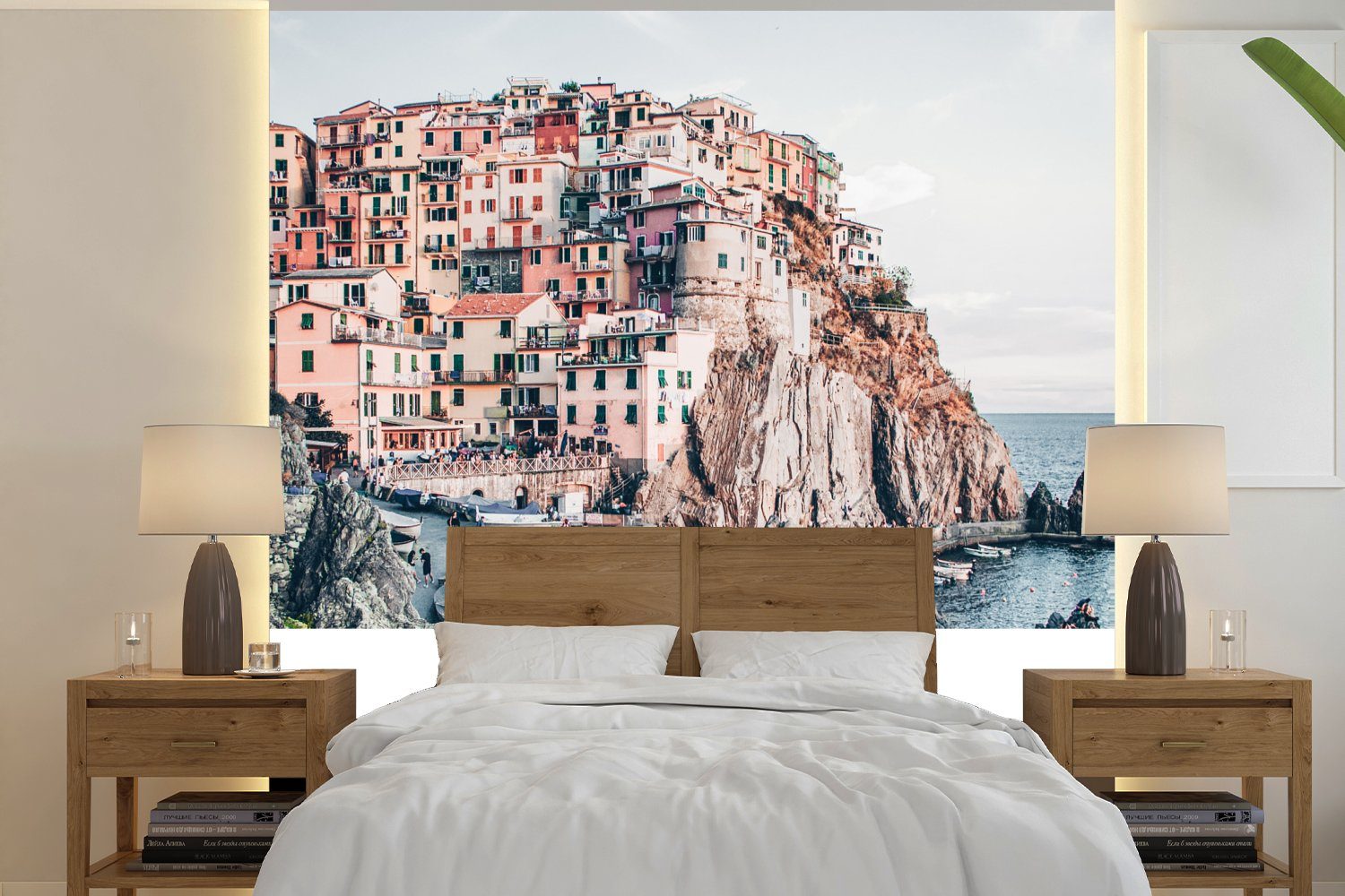 MuchoWow Fototapete Meer - Cinque Terre - Italien - Amalfi, Matt, bedruckt, (5 St), Vinyl Tapete für Wohnzimmer oder Schlafzimmer, Wandtapete