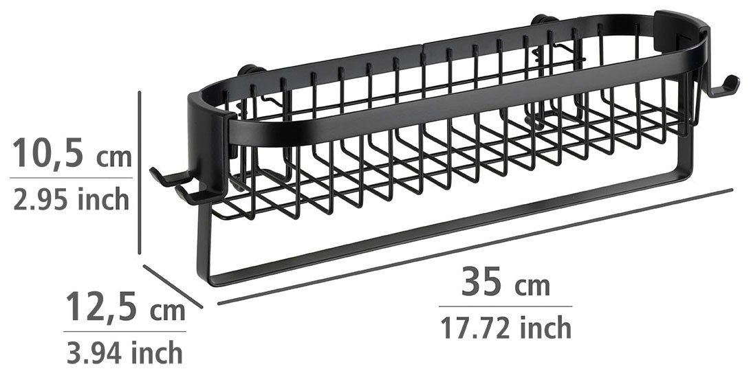 1 Black, Plus Korb, Aufhängemöglichkeiten WENKO Wandregal Classic