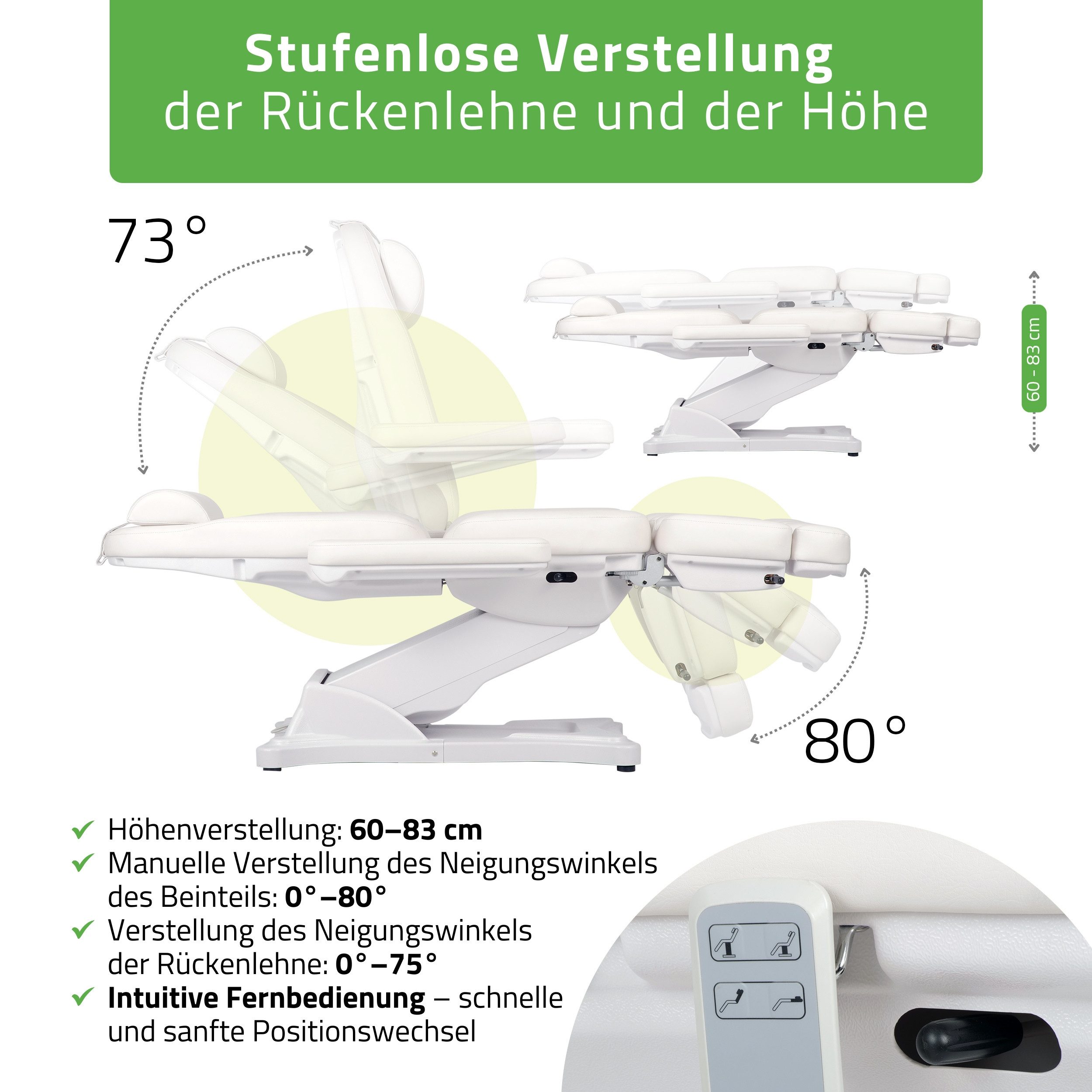 Habys Massageliege Elara PRO 6P Kosmetikliege Kosmetiksessel Handfernbedienung 2 Motoren