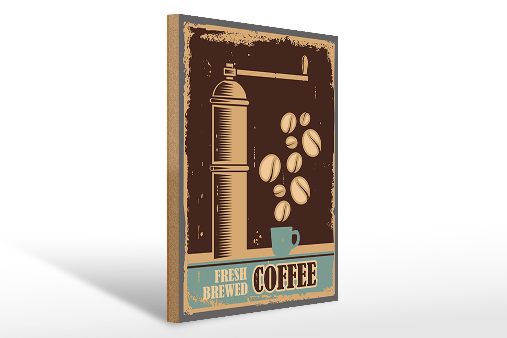 Holzbild Retro 30x40cm Kaffee Coffee fresh brewed