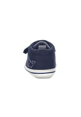 Sterntaler® Baby-Schuh Krabbelschuh (1-tlg) Bequeme Krabbelschuhe - Baby Schuhe Mädchen, Babyschuh Marine aus Materialmix mit Stickerei Wal - Flexible Schuhe, Babyschuhe mit Klettverschluss, Gummiband und rutschfester Sohle - Baby Ballerinas Schuhe - Anti-Rutsch-Sohle