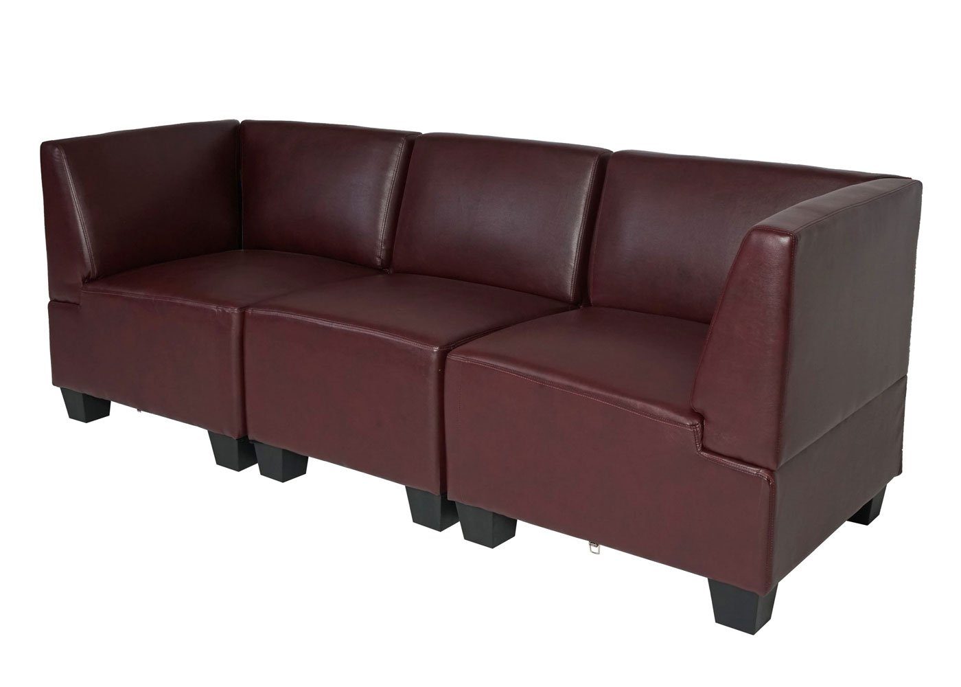 moderner rot-braun Moncalieri-3S, rot-braun | MCW hochwertige bequeme Lounge-Stil, 3-Sitzer Polsterung Verarbeitung,