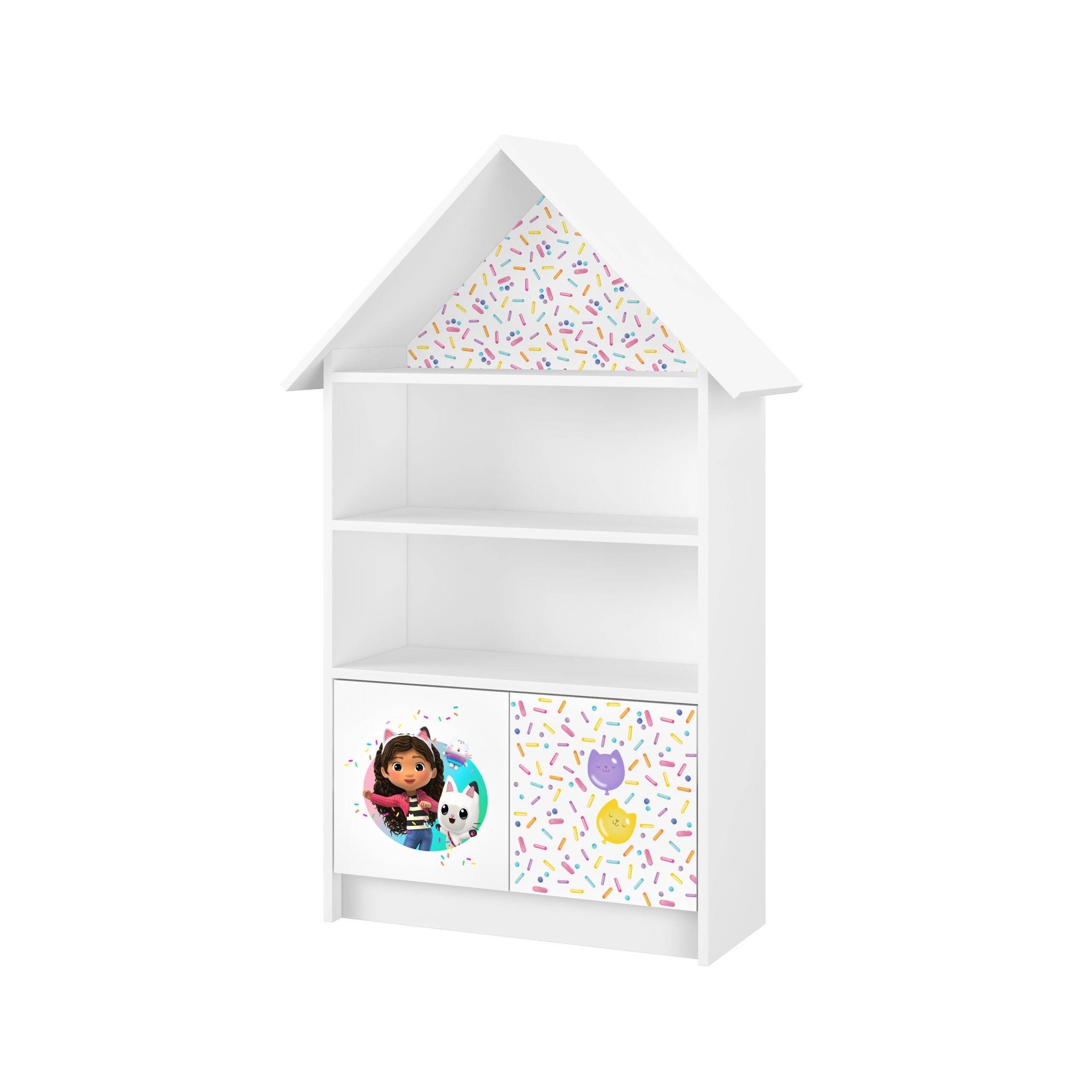BabyBoo Standregal Gabby‘s Dollhouse Kinder Bücherregal Standregal Hausform Kinderregal, Höhe: 125 cm, Breite: 62,5/72 cm, Tiefe: 30 cm