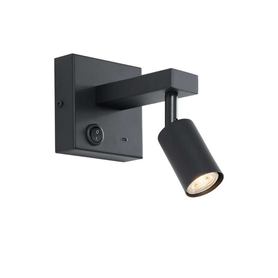 Qazqa LED Leselampe Rex, Smarte Leuchte, ohne Leuchtmittel, Extra-Warmweiß, QAZQA Lese­leuchte, gu10, Schwarz, Metall, Modern