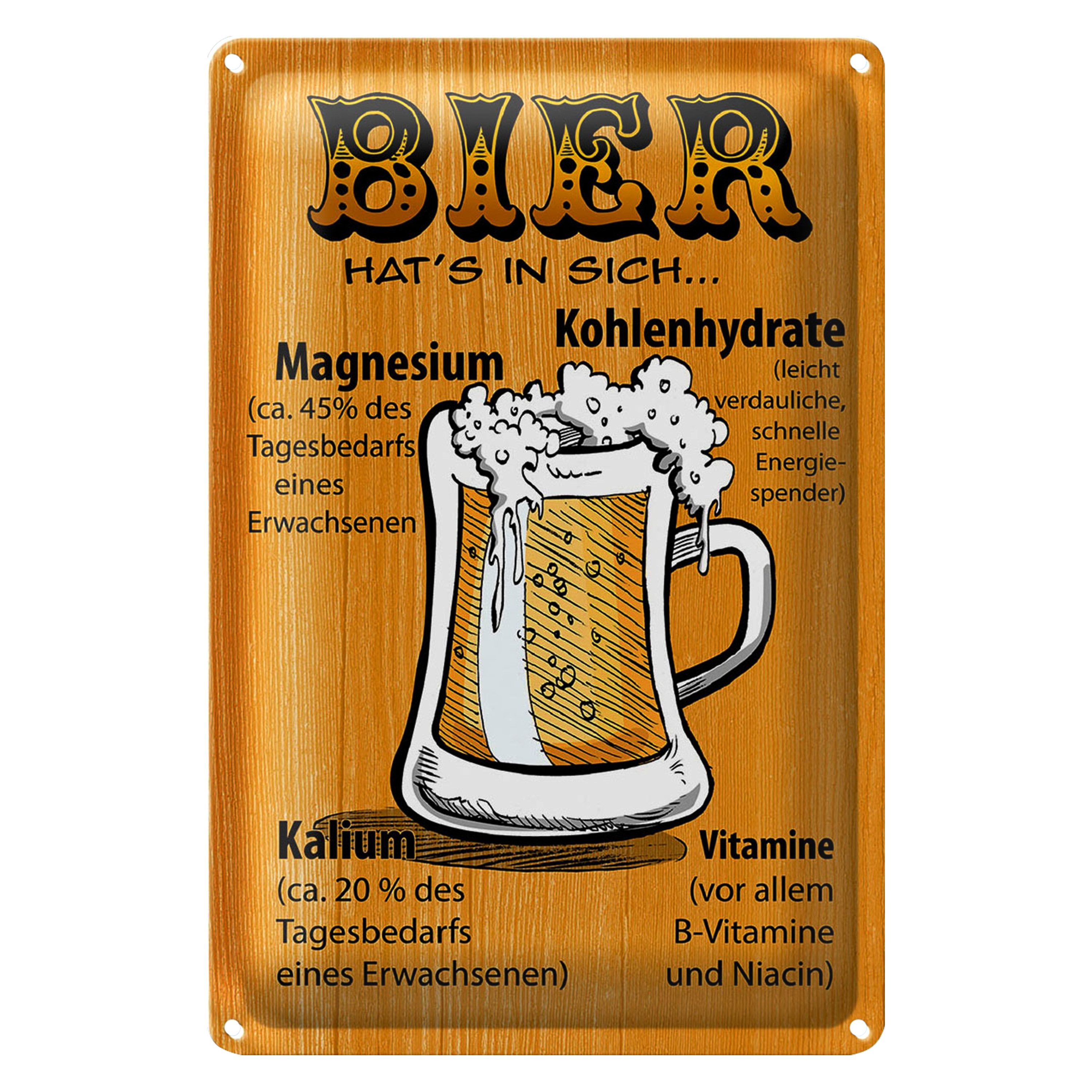 Roomando Metallschild Blechschild 20x30cm Bier hat's in sich Vitamine