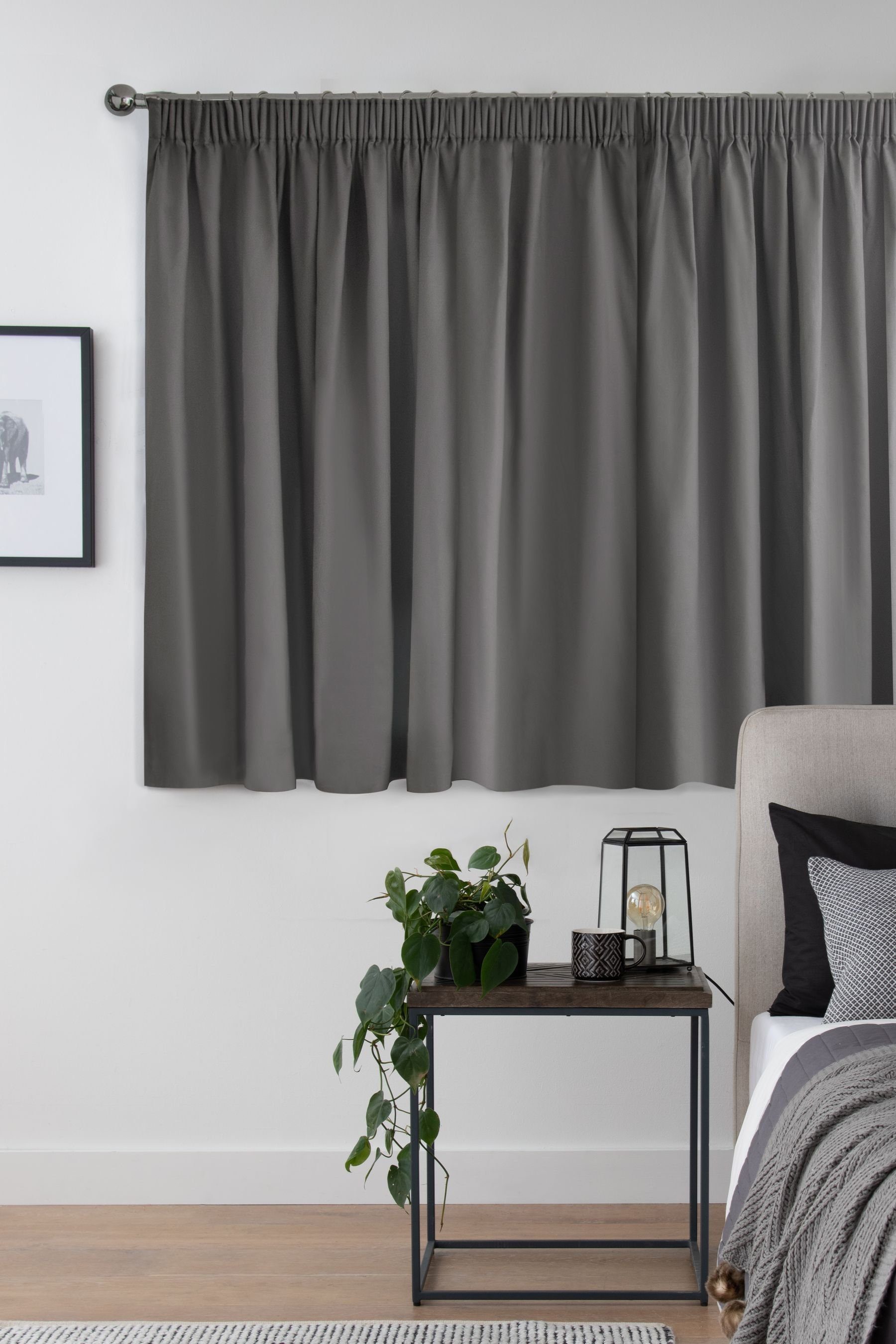 Vorhang Vorhänge Grey Charcoal Baumwolle-Bleistiftfalte gefüttert, Next, (3 St) aus