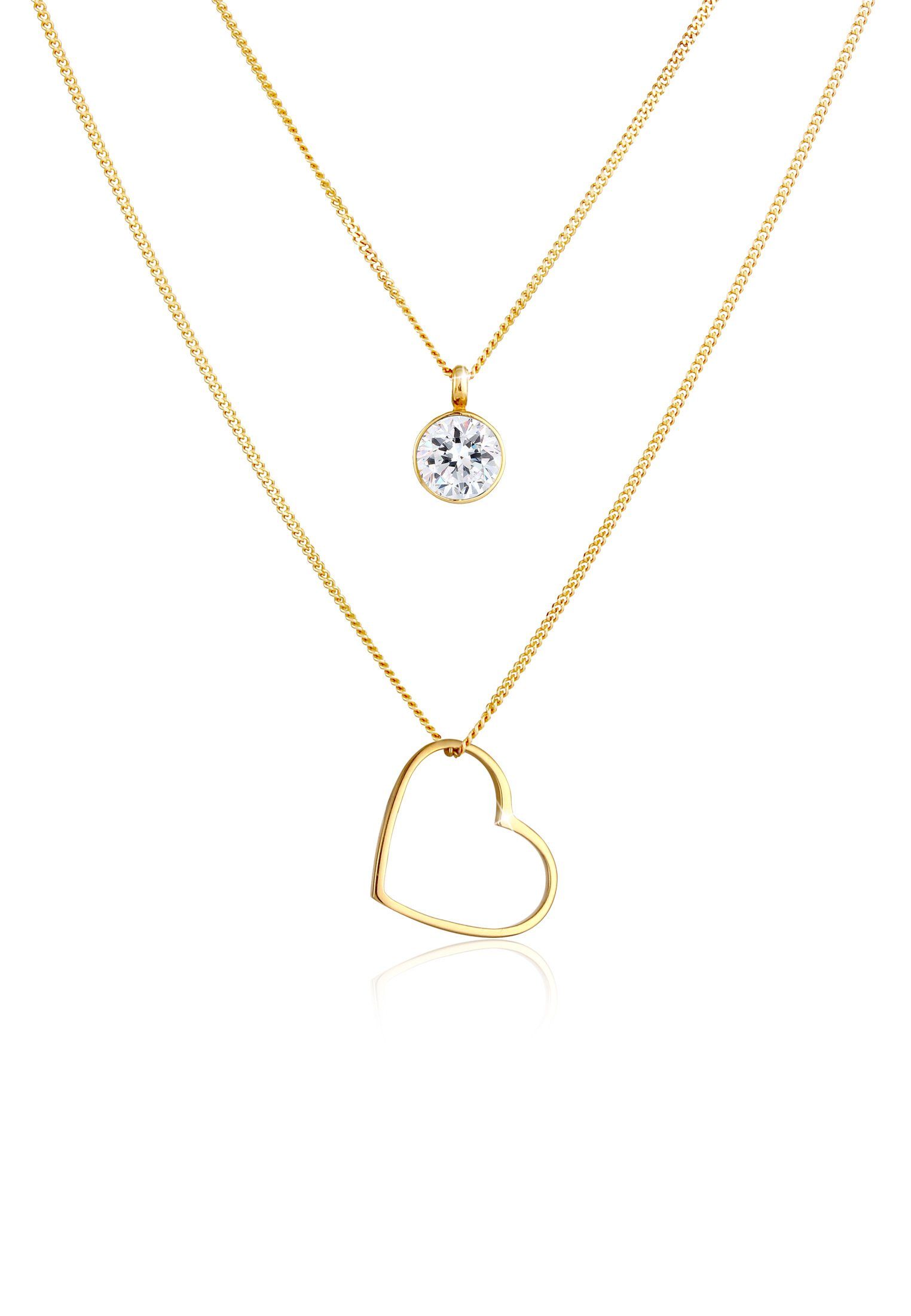 Ketten-Set Layer Herz Love 925 Silber, mit Kristallen von Swarovski®