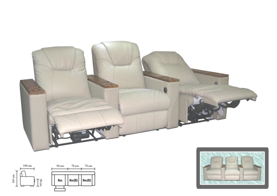 Salottini Loungesofa Elektrisches Recliner Kinosofa Sofa Portland II mit Motoren, 3 Teile, Okin Motoren