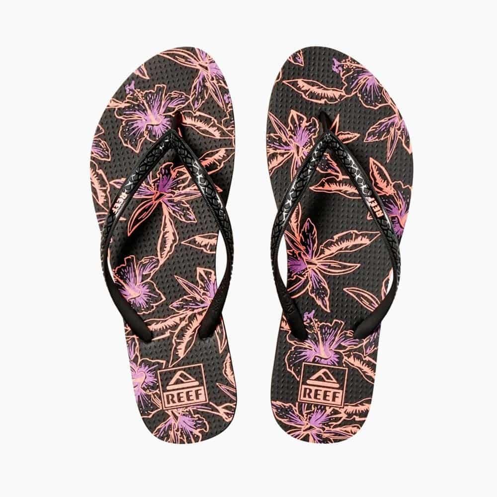Reef Damen Seaside Prints Zehentrenner Sandale - Farbe Coral Leaves Zehentrenner