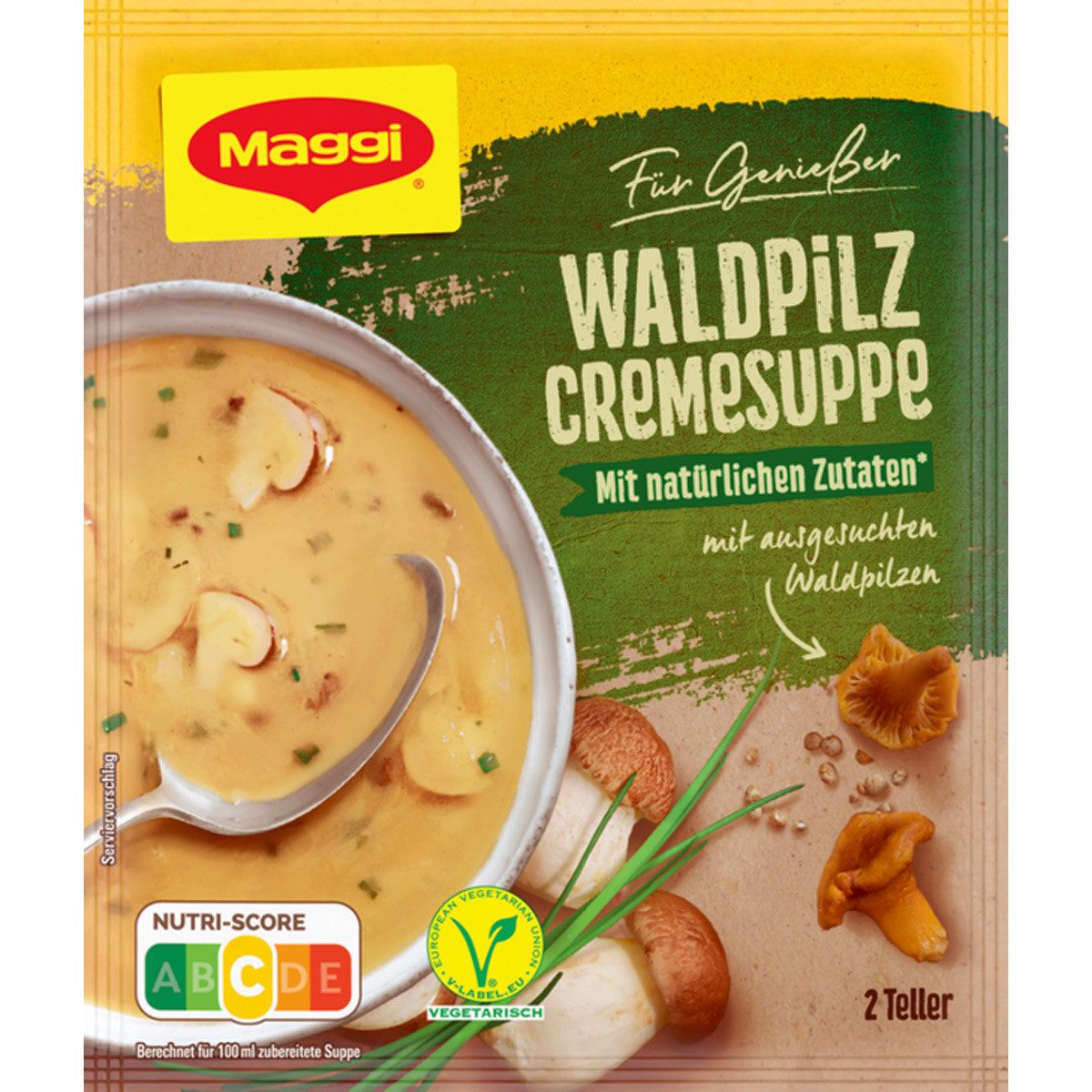 MAGGI Fertiggericht, Maggi für Genießer Waldpilz Creme Suppe mit natürlichen Zutaten 51g