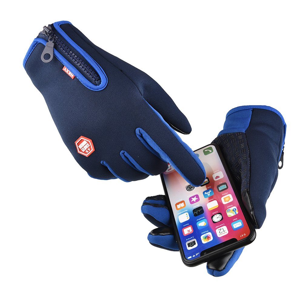 LAPA HOME Fleecehandschuhe Touchscreen Wasserdicht Skihandschuhe Sporthandschuhe Warm Herren Fahrradhandschuhe Damen Handschuhe (Paar) Blau Winterhandschuhe Outdoor Outdoor