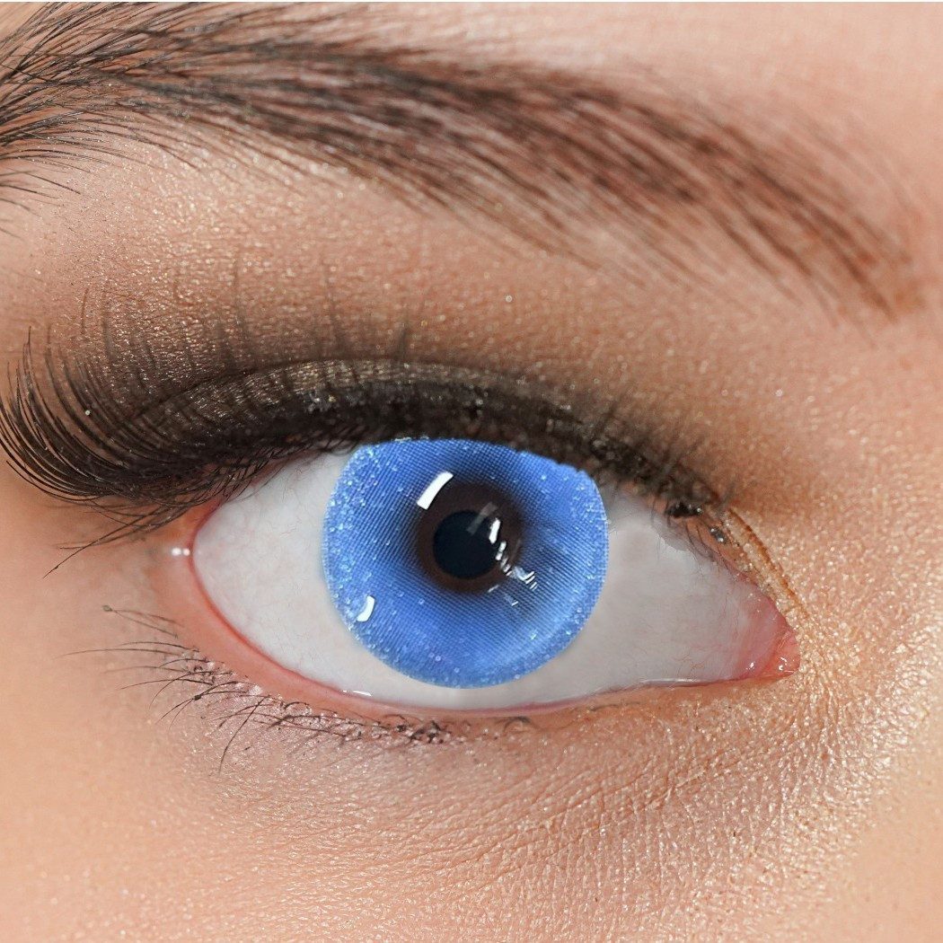 Charmiga Jahreslinsen Farbige Kontaktlinsen Blau Farblinsen ohne Stärke Sky Blue, stark deckend, neu, crazy