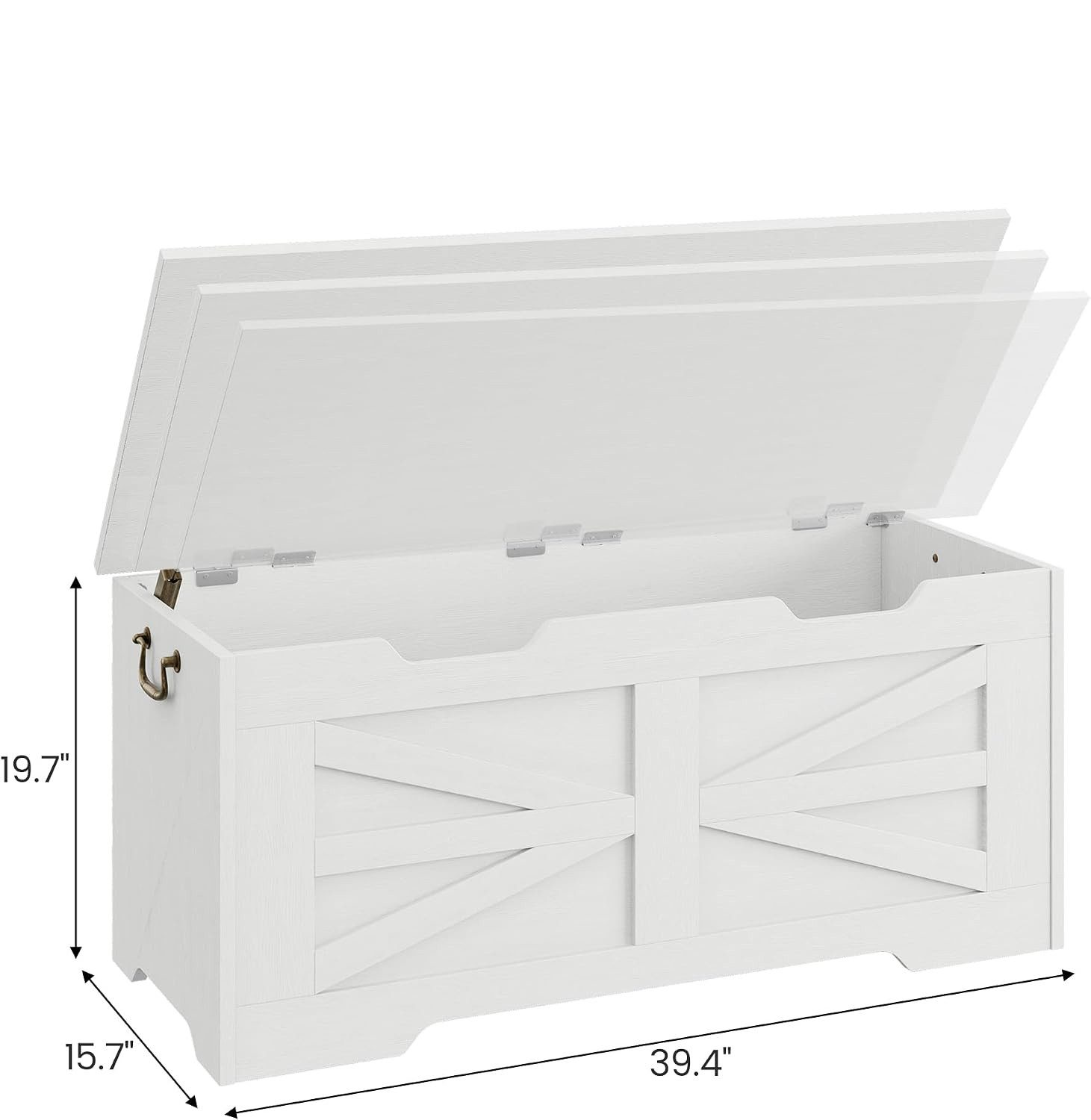 GarveeMore Aufbewahrungsbox 100cm Holz-Sitzbank mit Sicherheits-Scharnier,Aufbewahrungstruhe, Truhe mit Klappdeckel (z. B. für Decken), belastbar bis 159 kg – Bild 2 von 4