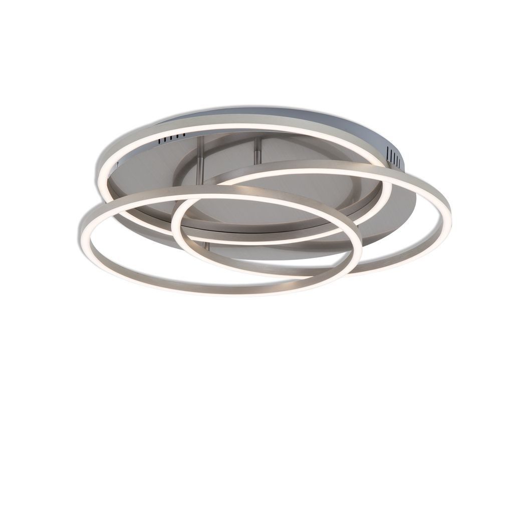 Briloner Leuchten LED Deckenleuchte 3248-012, Dimmfunktion, LED fest integriert, 2700K - Extra-Warmweiß, Memory, in Stufen dimmbar, Warmweiß 3000K, matt-nickel