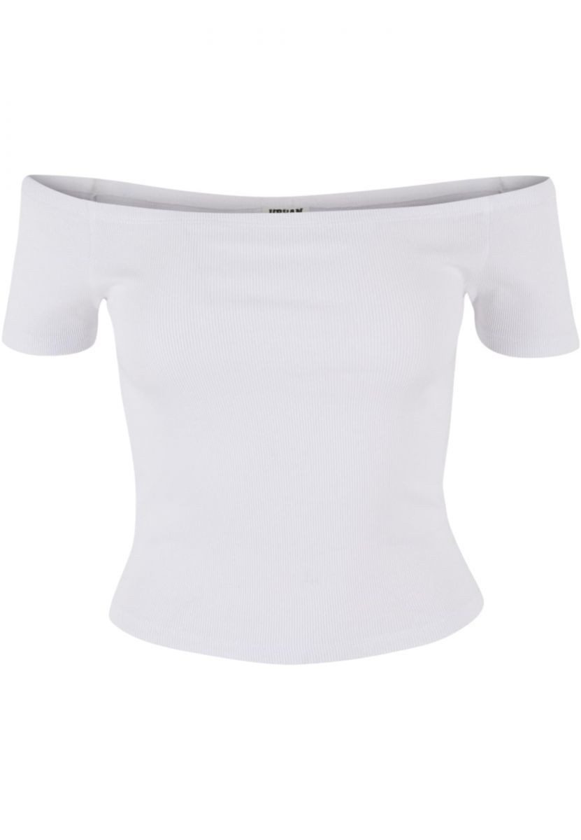 T-Shirt Urban Classics Damen Ladies Organic Off Shoulder Rib Tee
