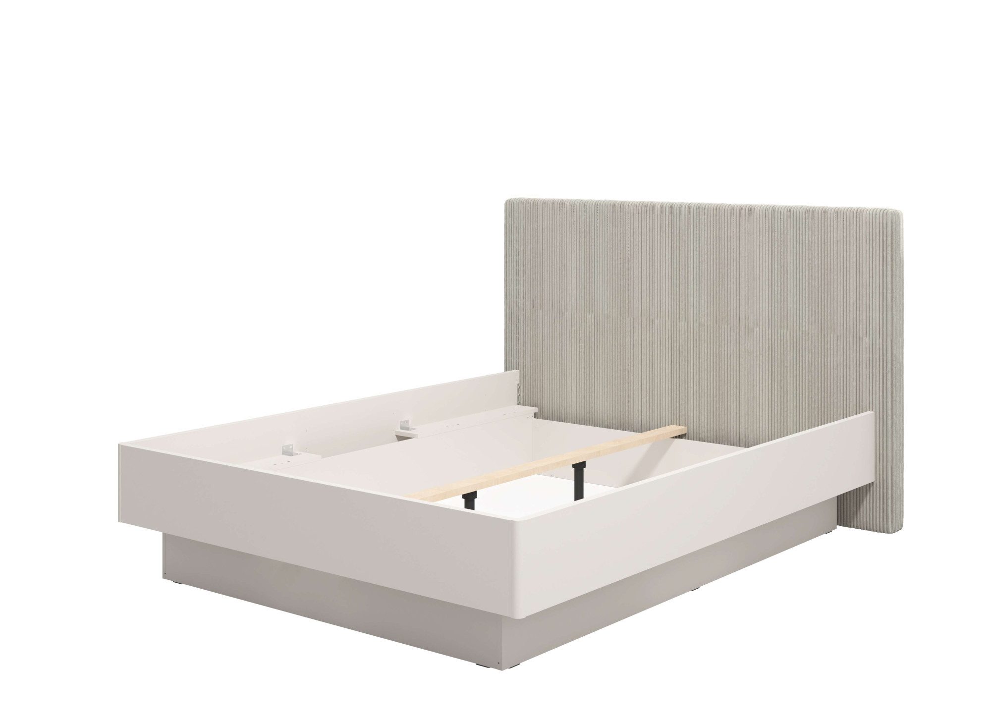 INOSIGN Bettgestell Lucca Bett, mit gepolstertem Kopfteil, bezogen mit weichem Cordstoff, in eleganten und modernen Cashmere Farbe