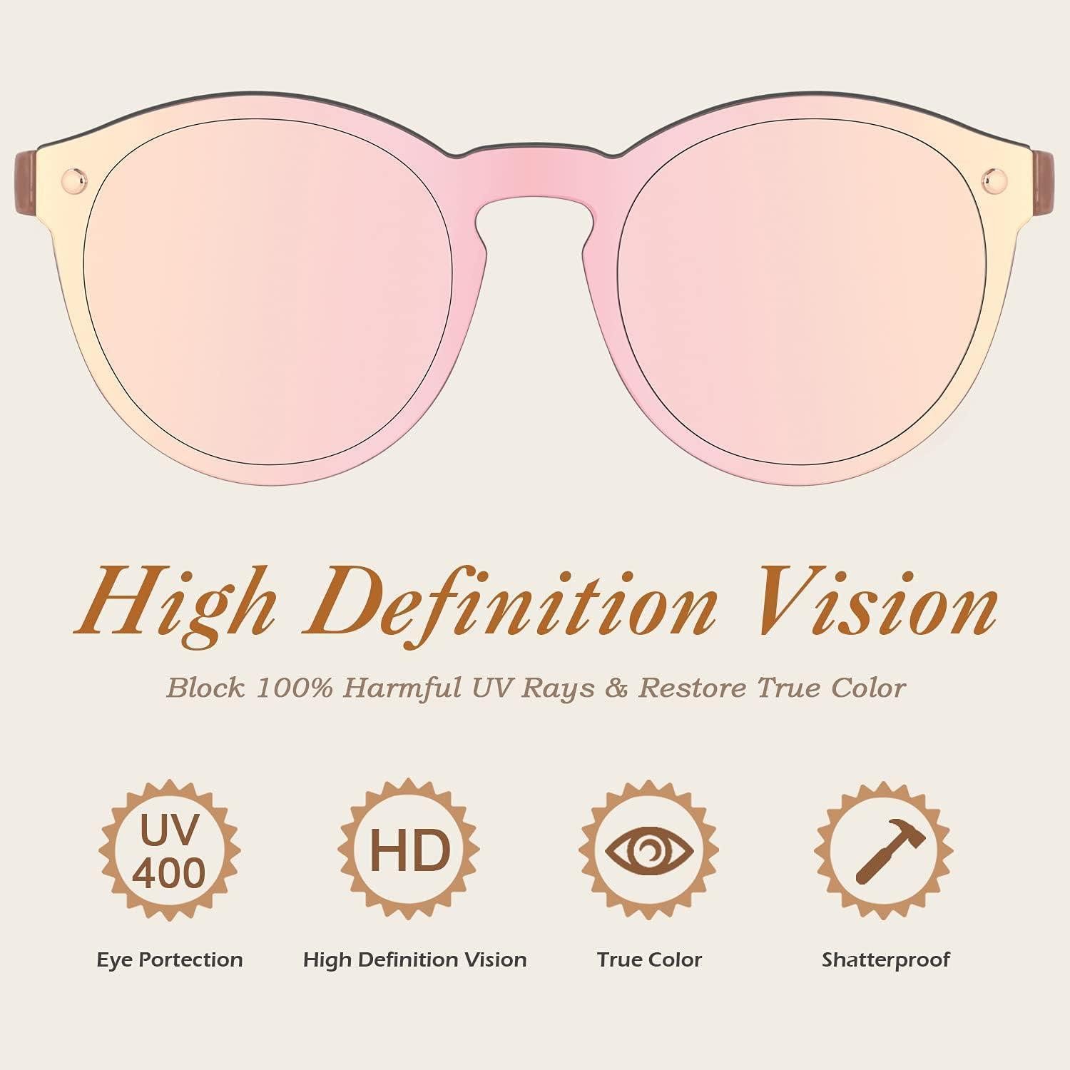 LuxusKollektion Sonnenbrille Sonnenbrille Damen Herren Verspiegelt Groß Rund UV400 Gold Rosa