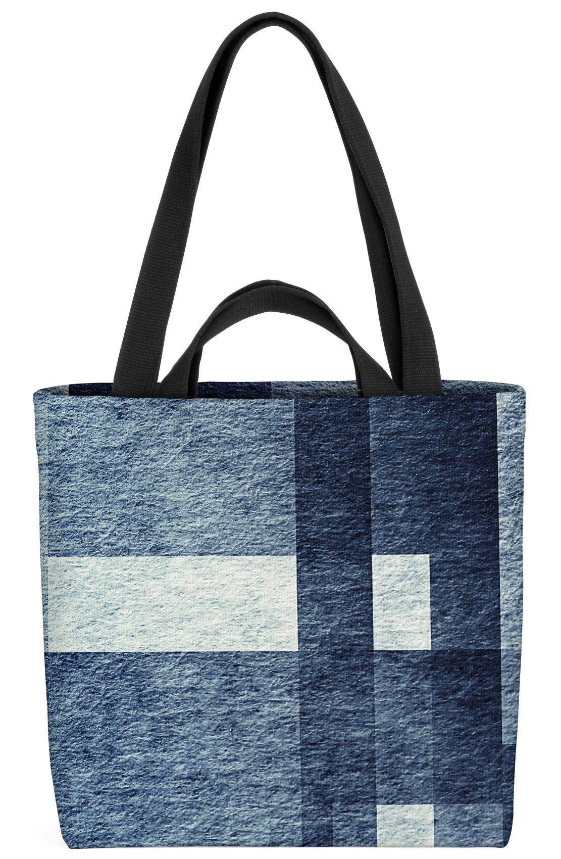 Abstrakte Flächen (1-tlg), Henkeltasche gemustert Grau VOID geometrisch Fliesen Muster Blau