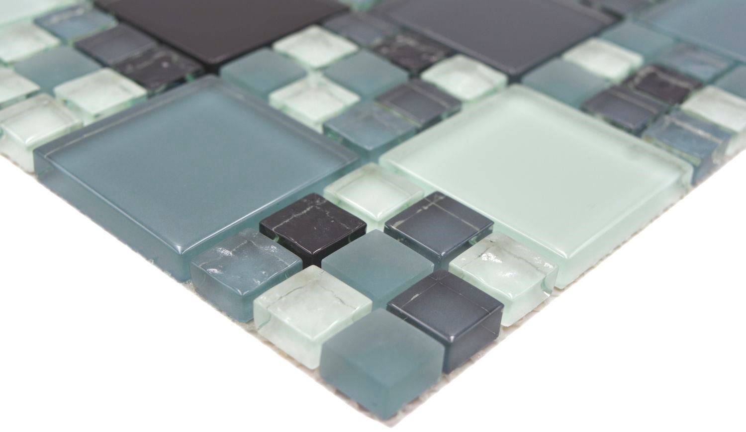 glänzend Mosani Mosaikfliesen 10 grau Matten Crystal / Mosaikfliesen schwarz Glasmosaik