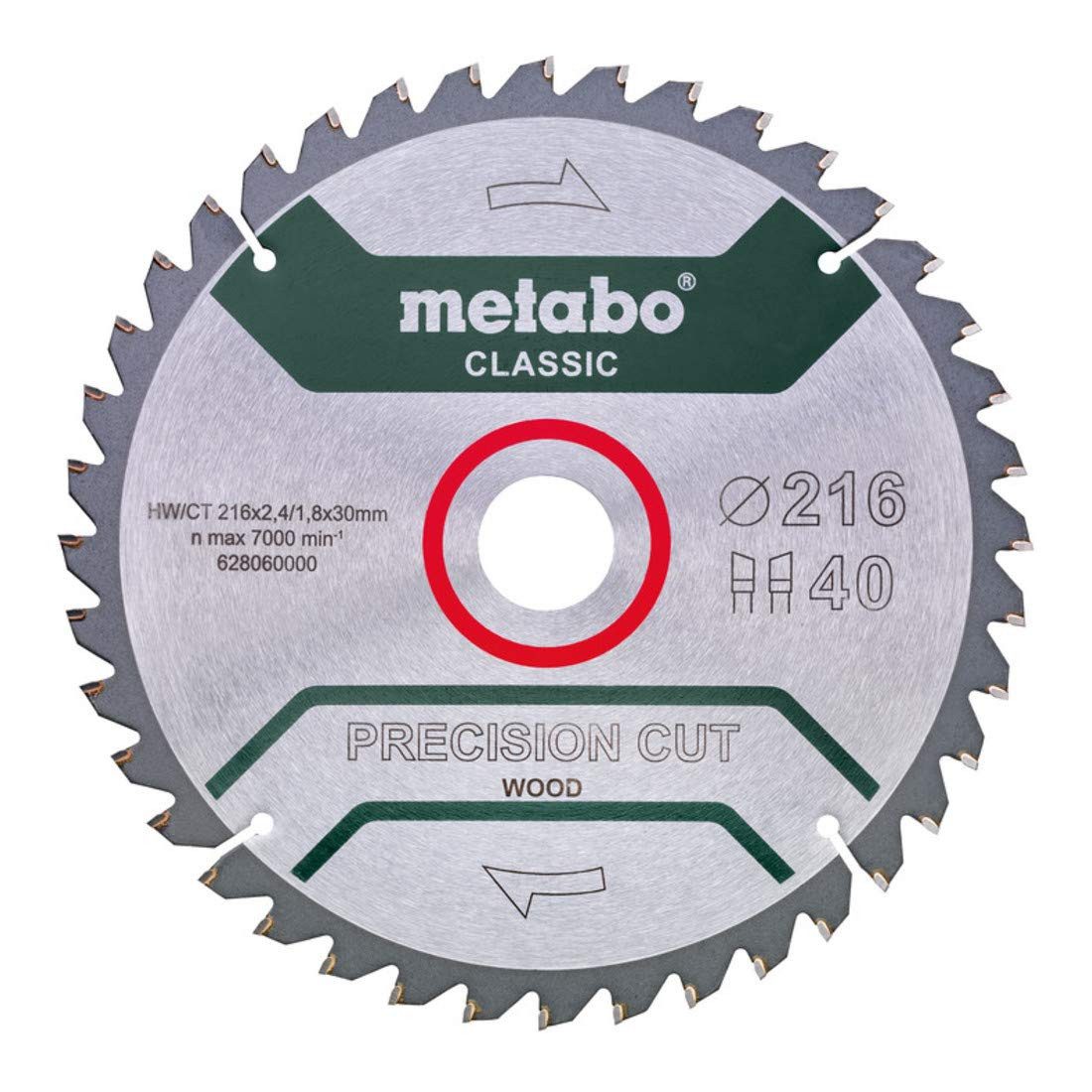 metabo Kreissägeblatt Metabo Sägeblatt "precision cut wood - classic", 216x2,4/1,8x30 Z40 WZ