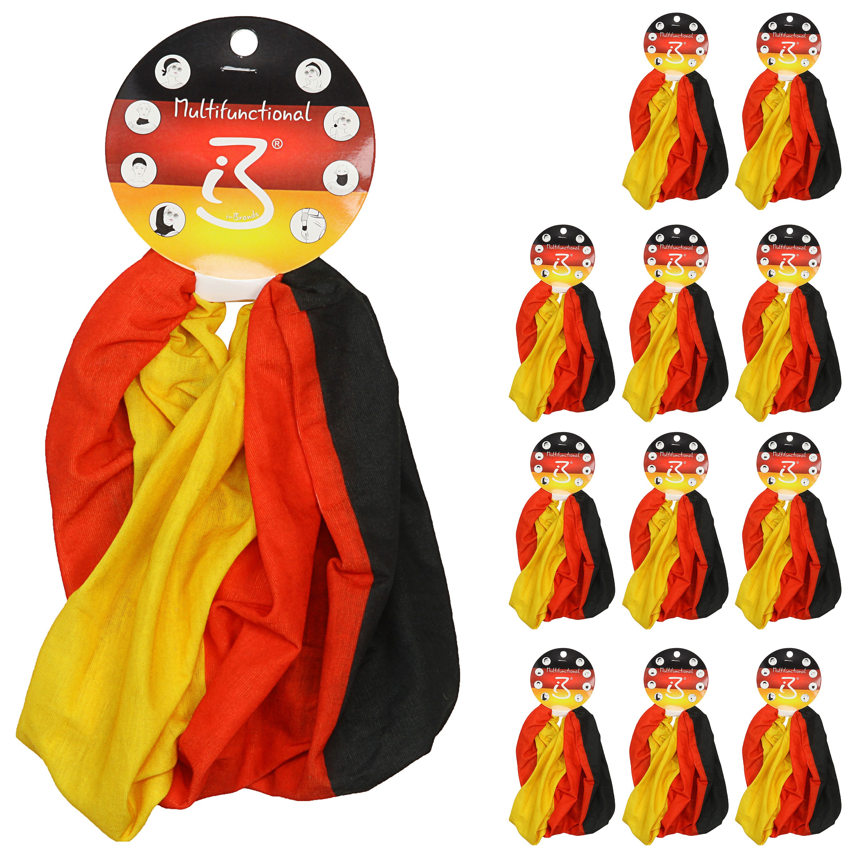 CEPEWA Schal Mini-Schal Deutschland 12er Set schwarz rot gold Polyester WM EM