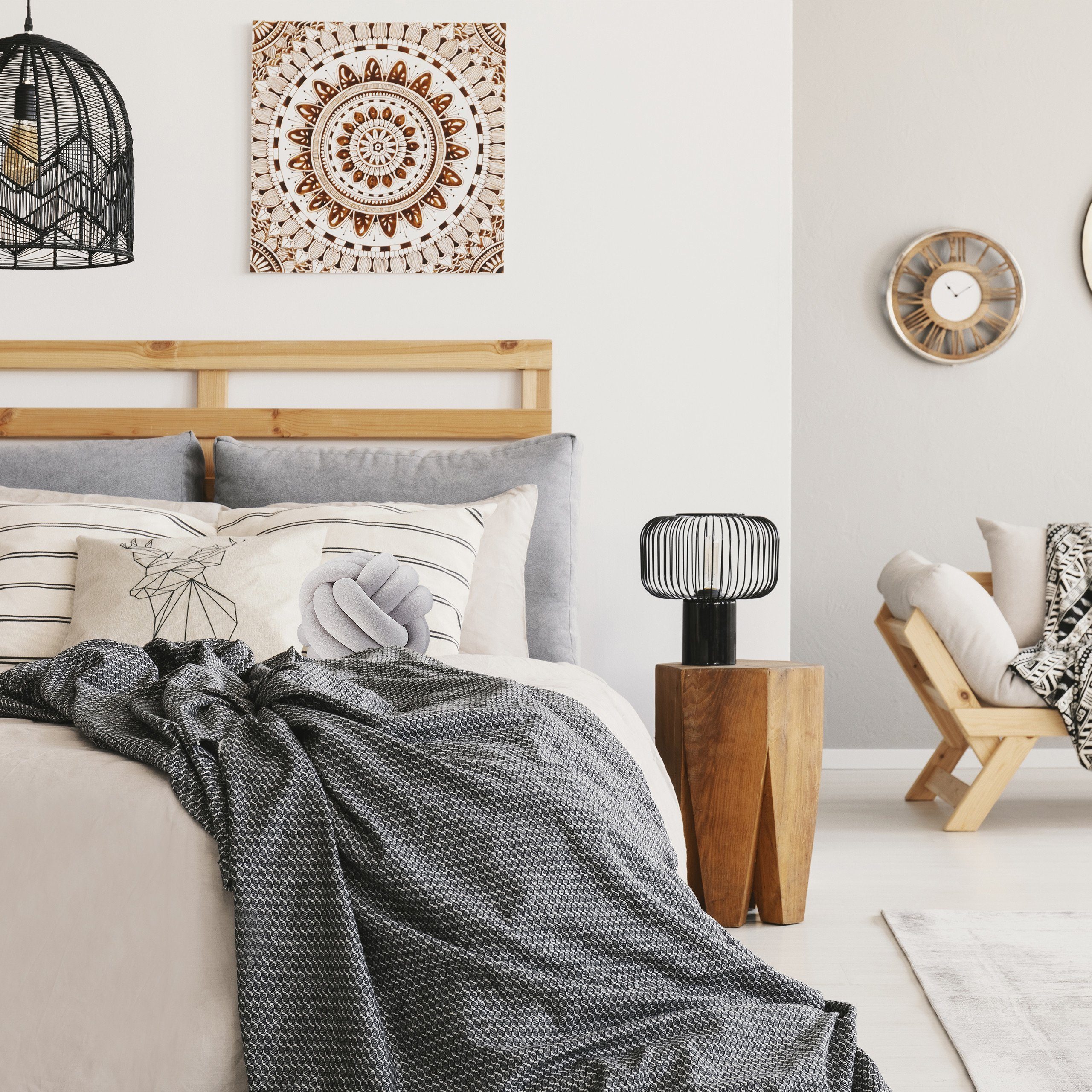 relaxdays Dekokissen 2 x Knotenkissen dunkelgrau – Bild 5 von 5