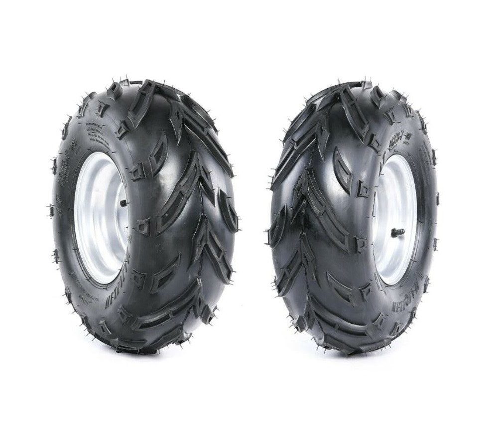 FunSport-Factory Kinderfahrzeug-Räder 2er Set Kompletträder Kinderquad Reifen 16x8-7 Silber rechts links, V-profil, hoher Grip, für Kinderquads, robust & langlebig