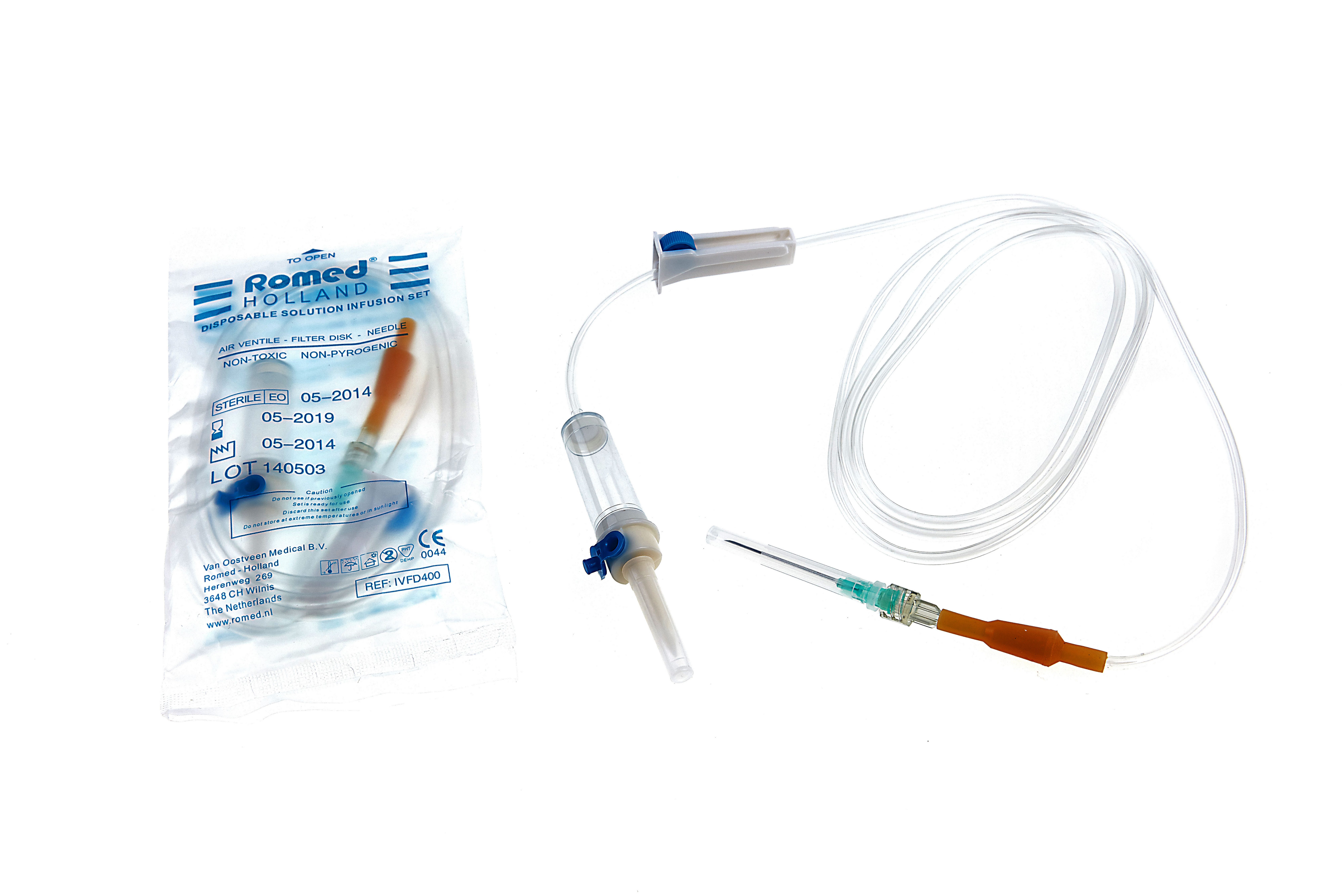 Romed Einwegspritze Infusionsbesteck mit Einmalkanüle, (Packung, 25-St), 150 cm, Tropfkammer 6 ml, mit Einmalkanüle 0,8 x 40 mm, steril